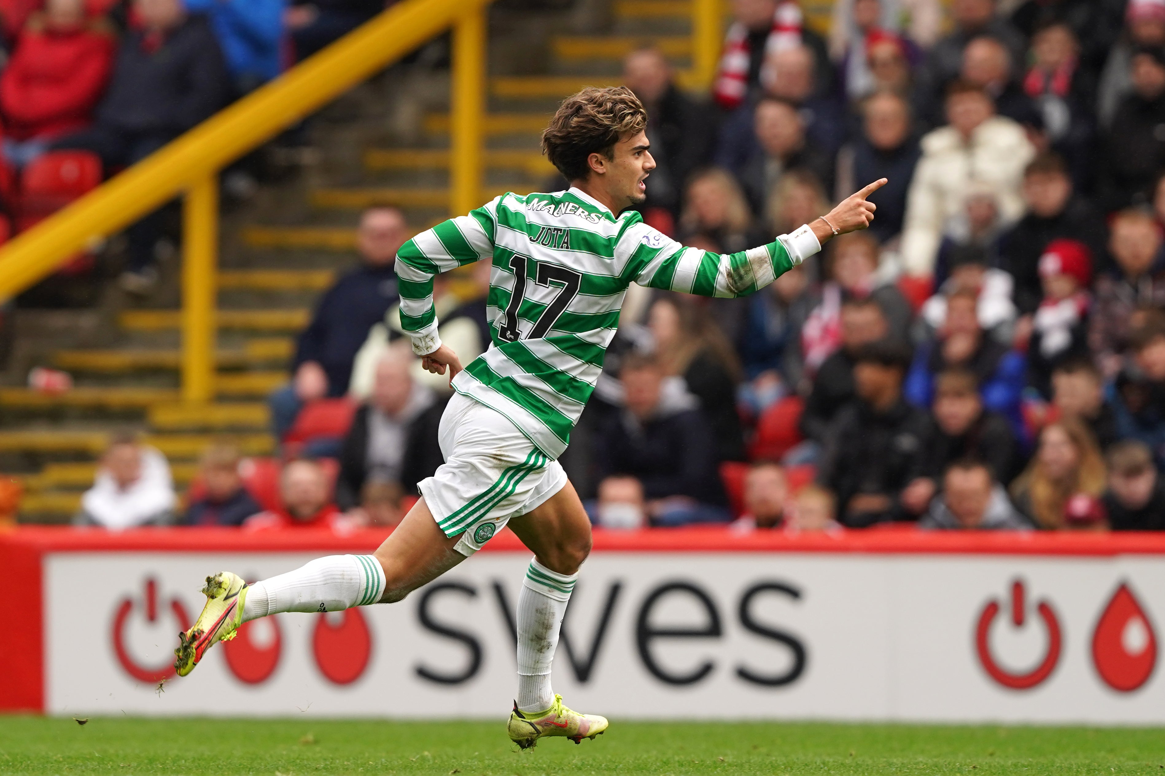 Jota celebrates his winner (Andrew Milligan/PA)