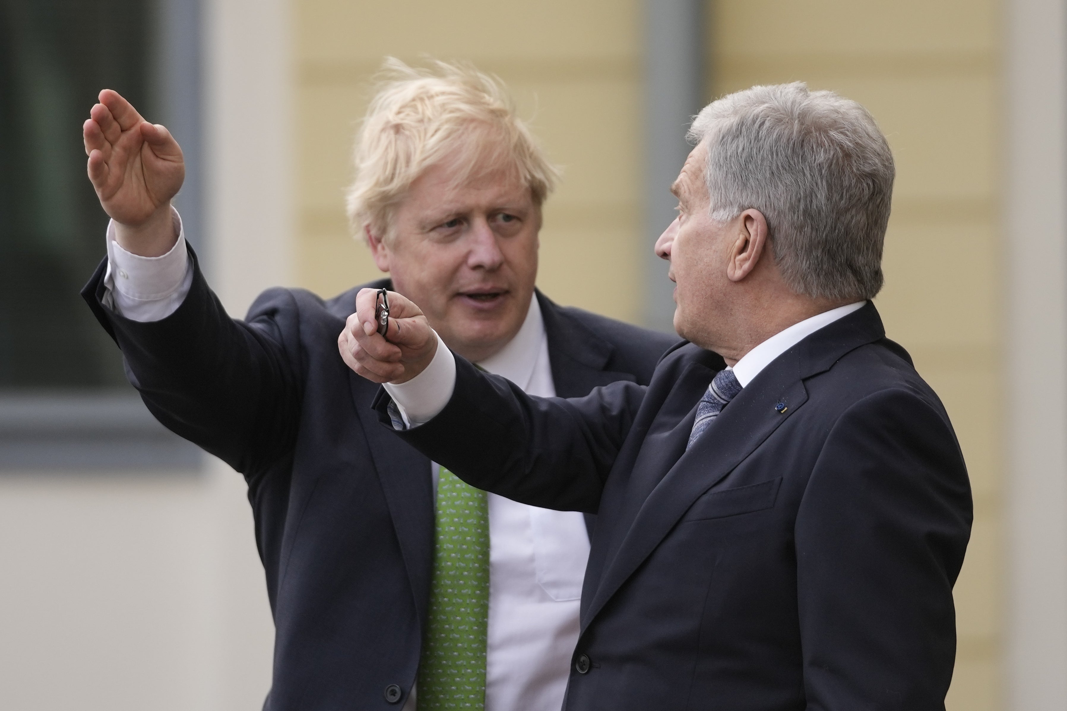 Prime Minister Boris Johnson (left) and president Sauli Niinisto in Helsinki (Frank Augstein/PA)