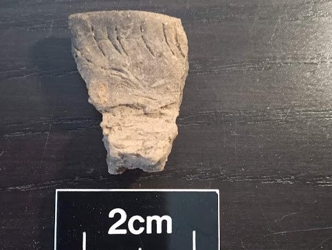 A pottery shard uncovered during water pipe works