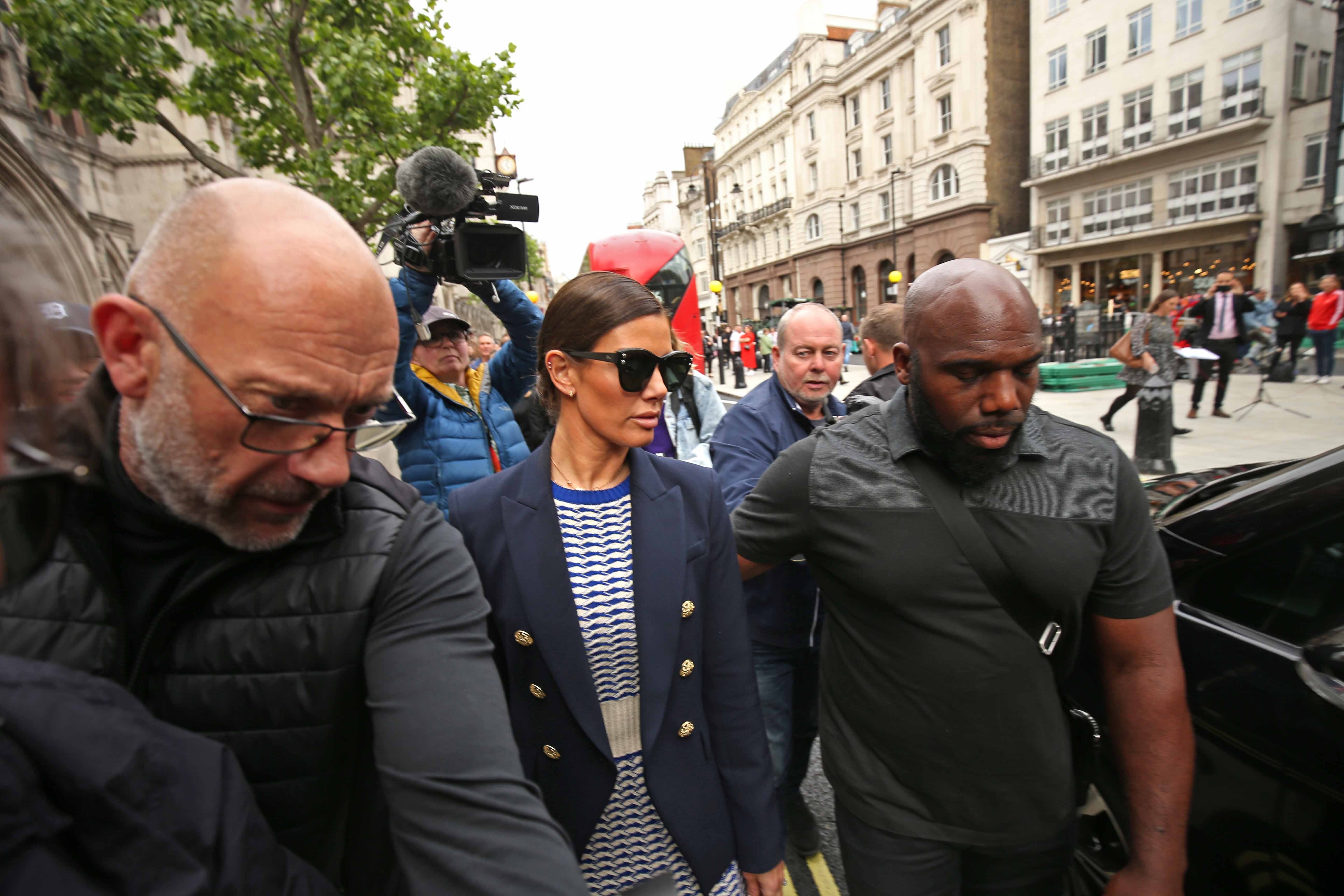 Rebekah Vardy leaves the Royal Courts of Justice (PA)