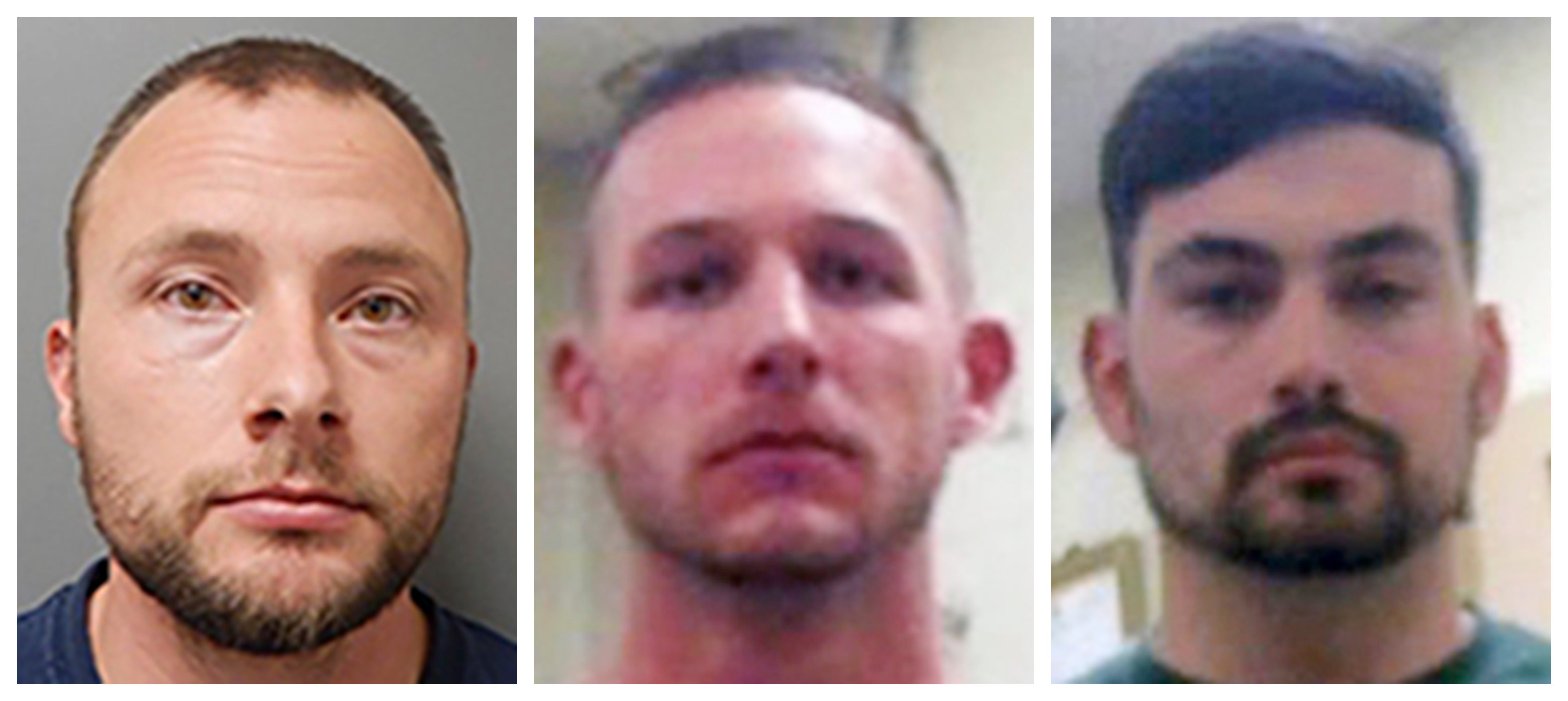 FILE - This combination of photos provided by the Ouachita Correctional Center and Franklin Parish Sheriff’s Office shows, from left, former Louisiana State Police Troopers Jacob Brown, Dakota DeMoss and George “Kam” Harper.