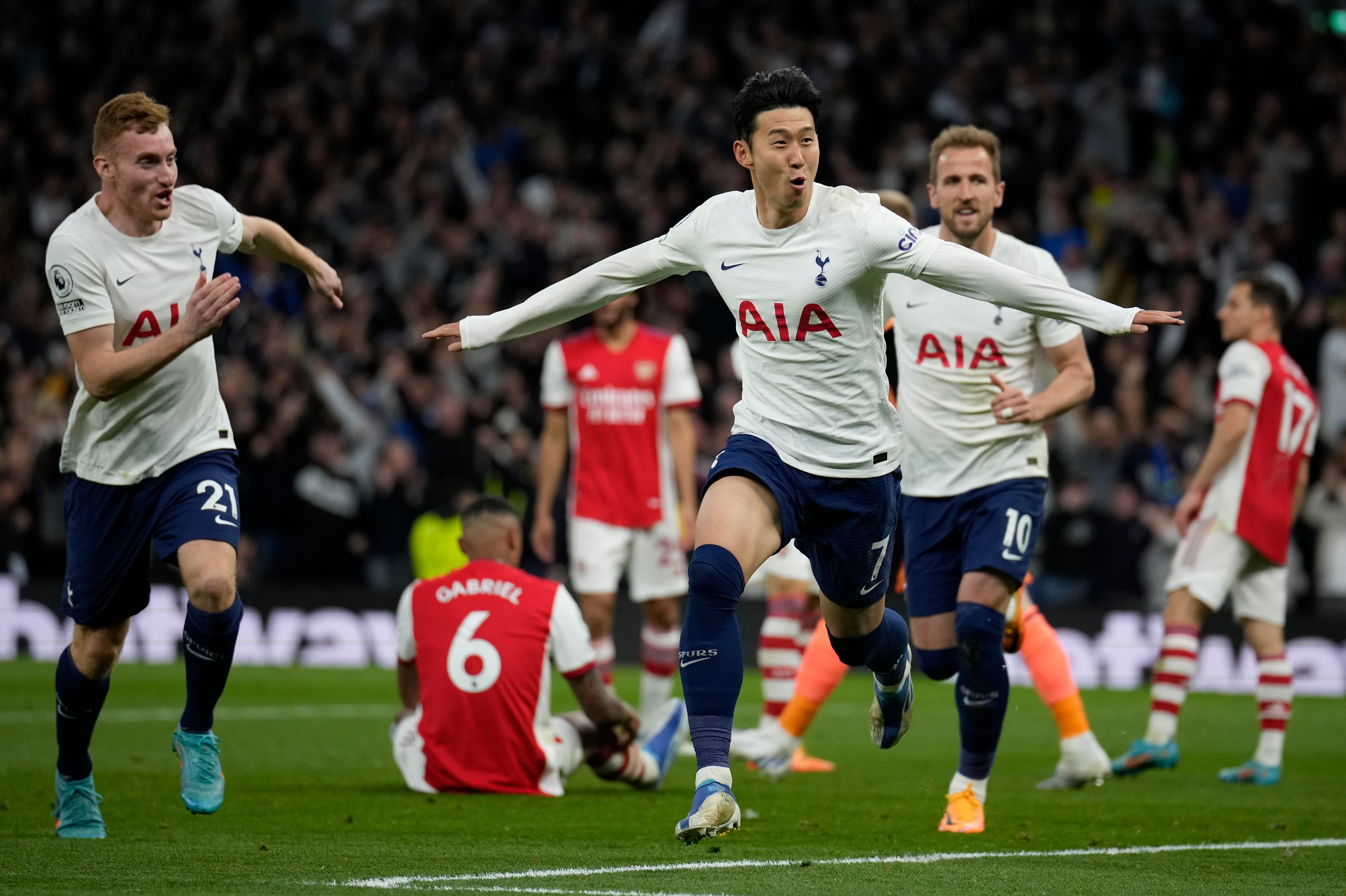 Son Heung-min celebrates after scoring