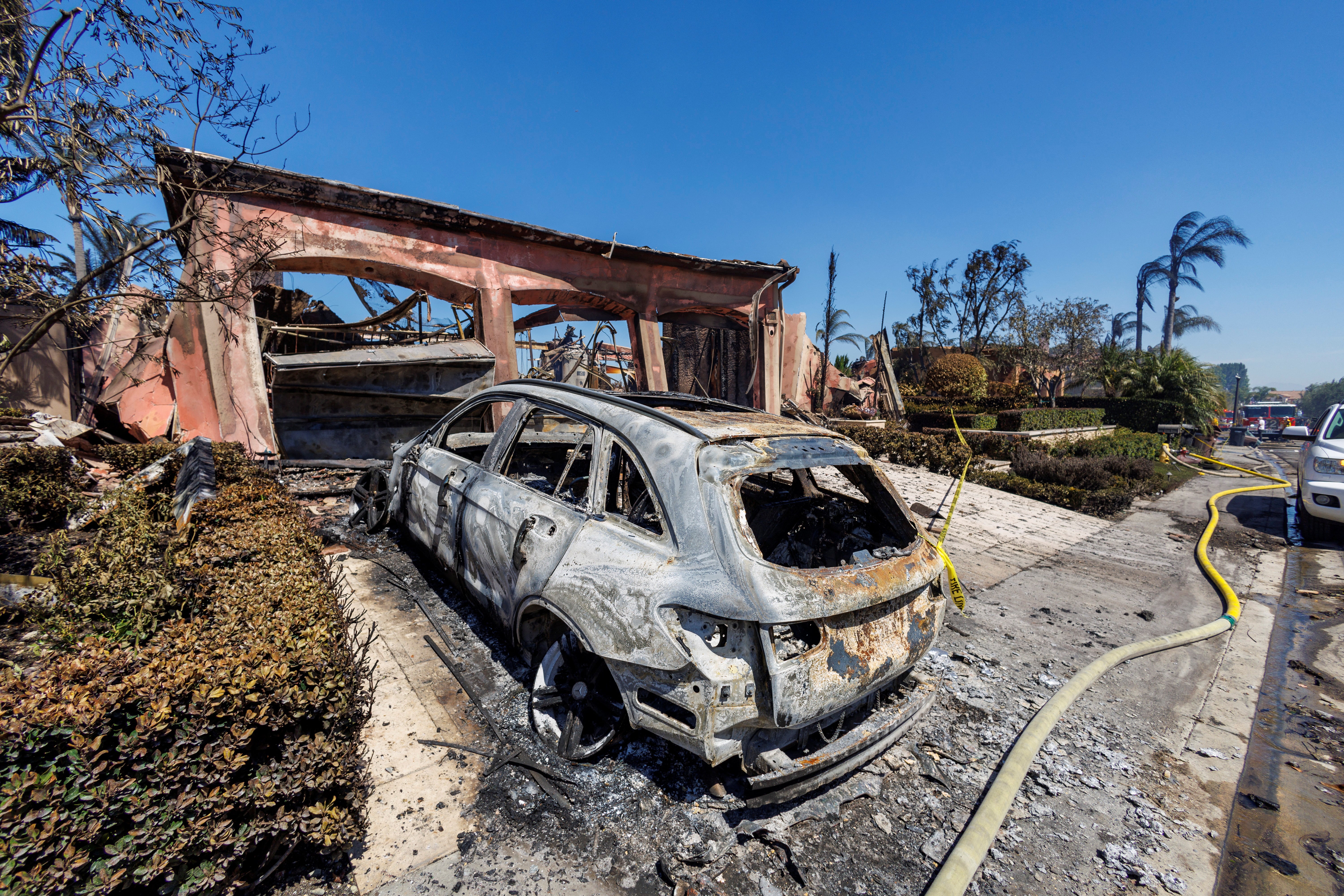 The remains of a car in Laguna Niguel, CA