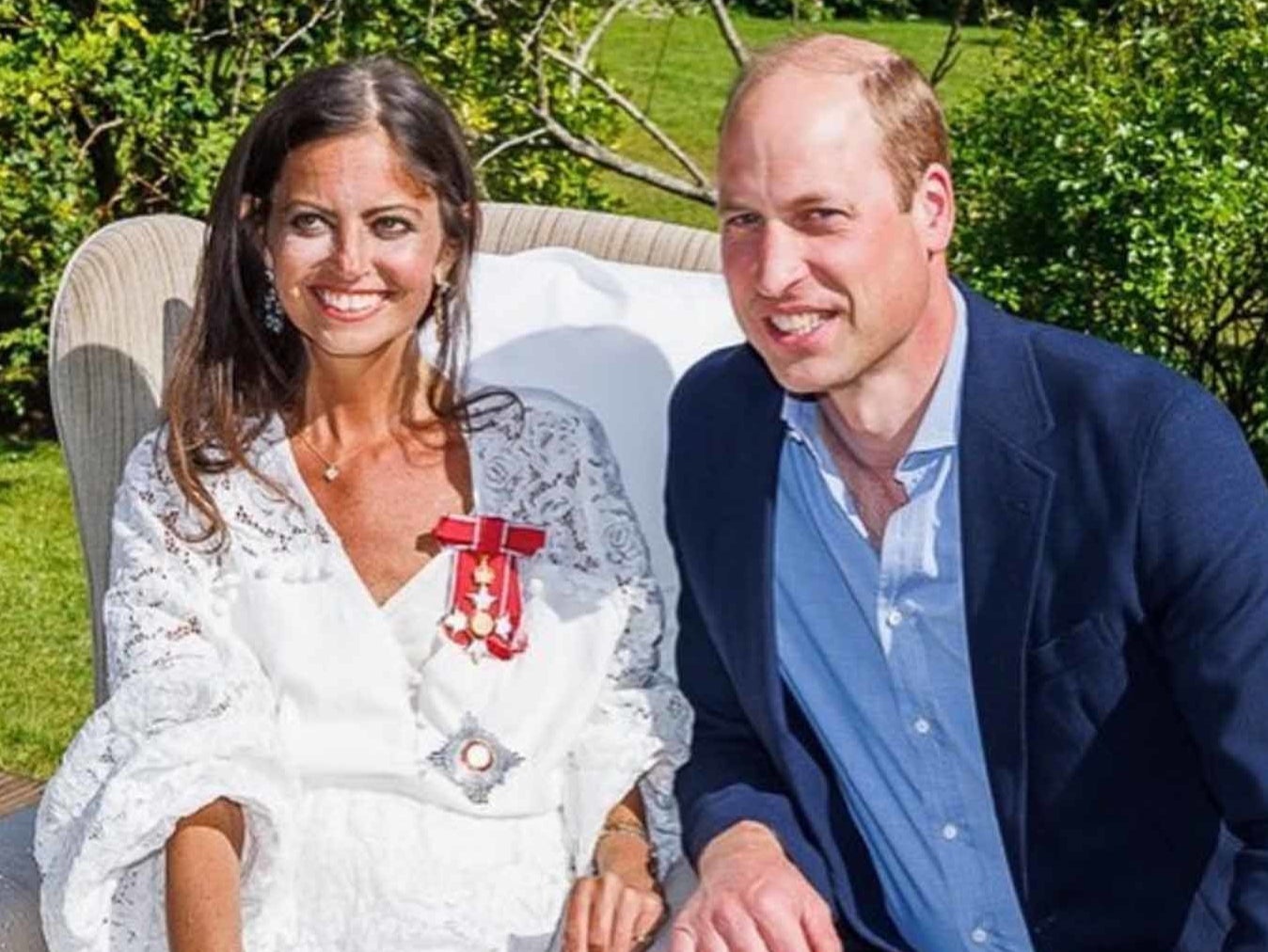 Dame Deborah with Prince William, who travelled to her family home to honour her with a damehood