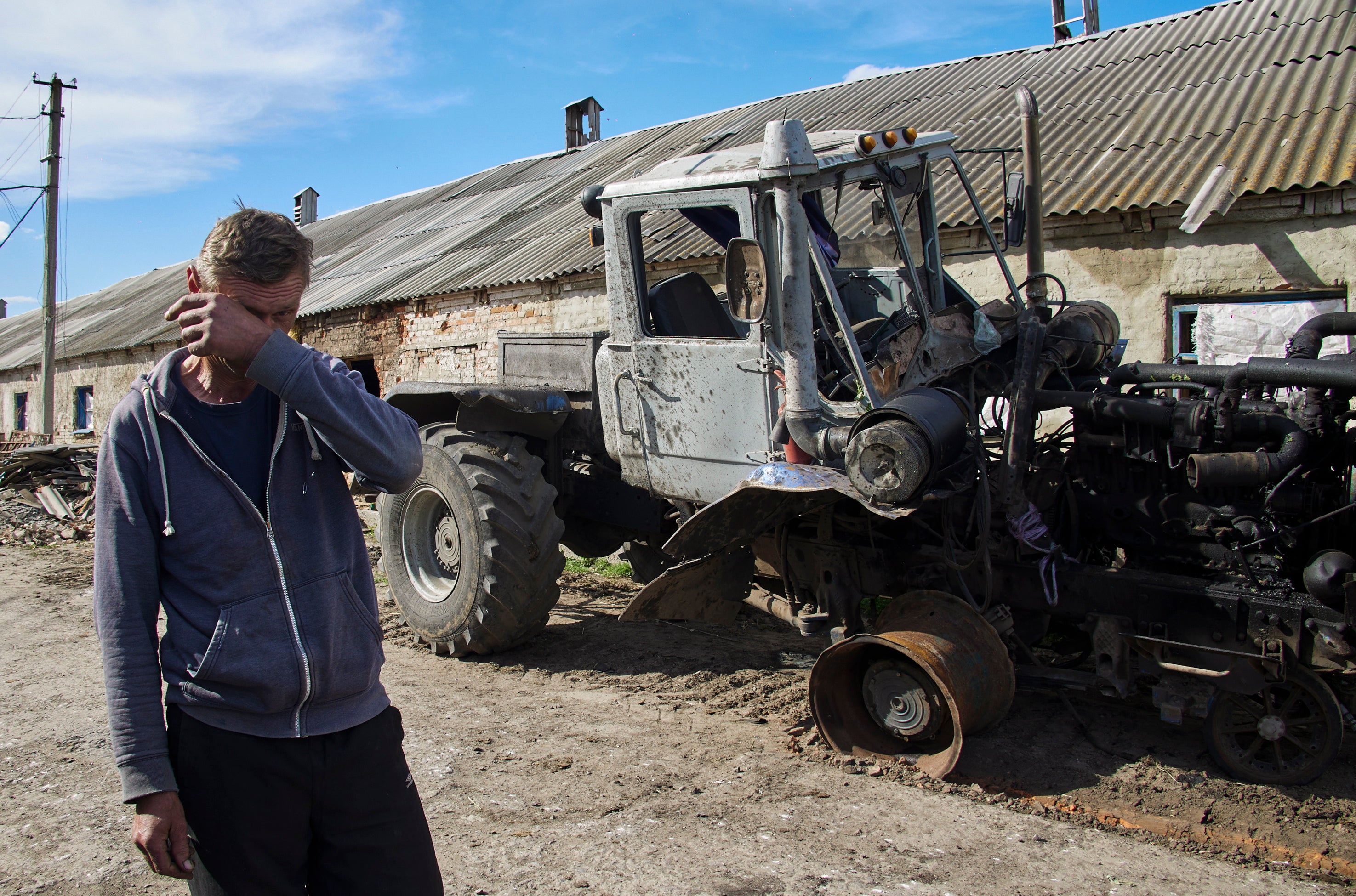 A local man saw his tractor destroyed on a farm in the village of Mala Rohan