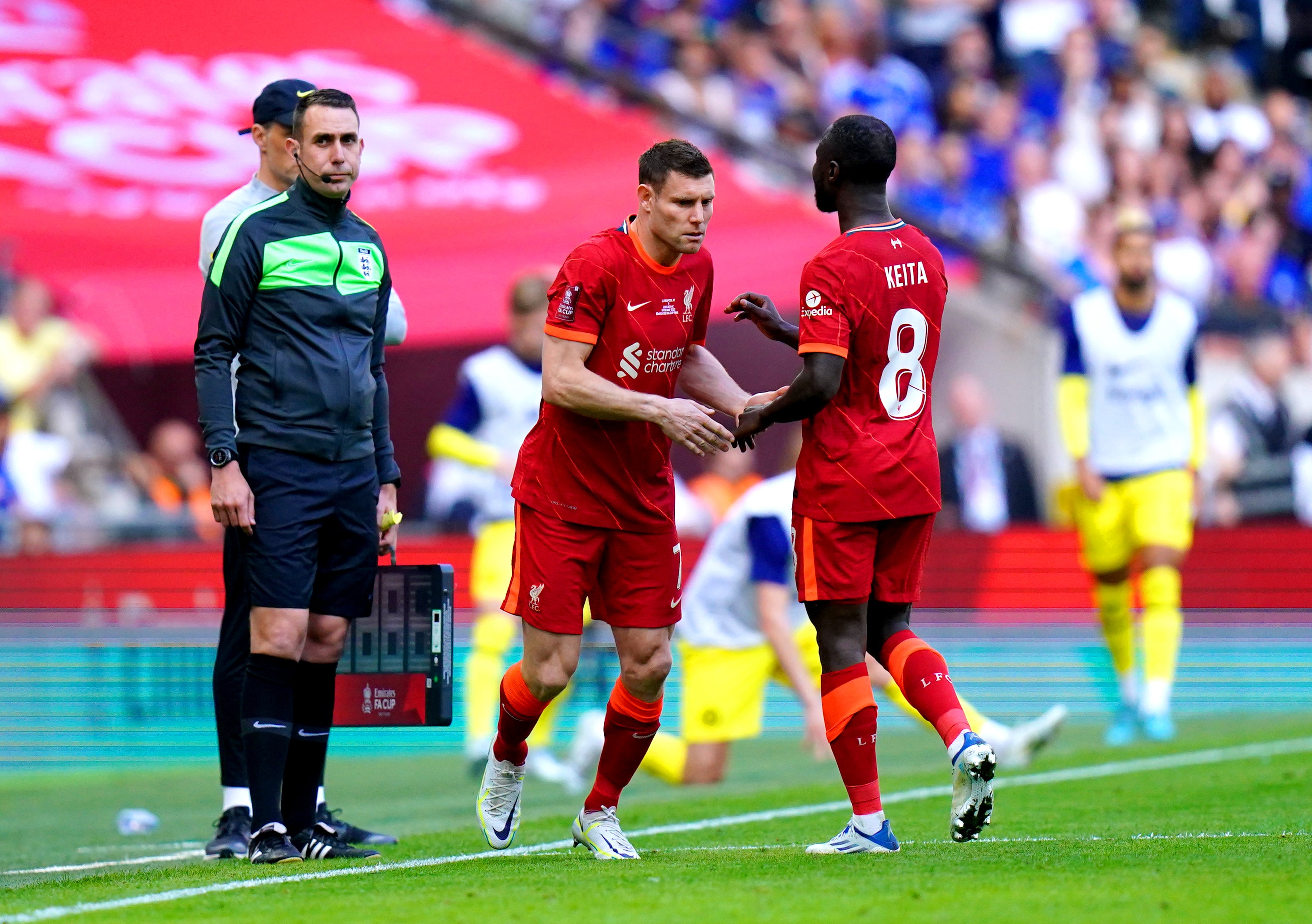 James Milner replaced Naby Keita at Wembley (Adam Davy/PA)