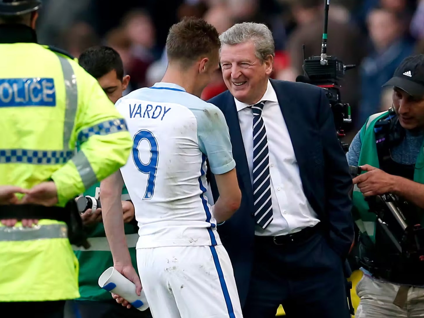 Jamie Vardy played under Roy Hodgson for England (Owen Humphreys/PA)