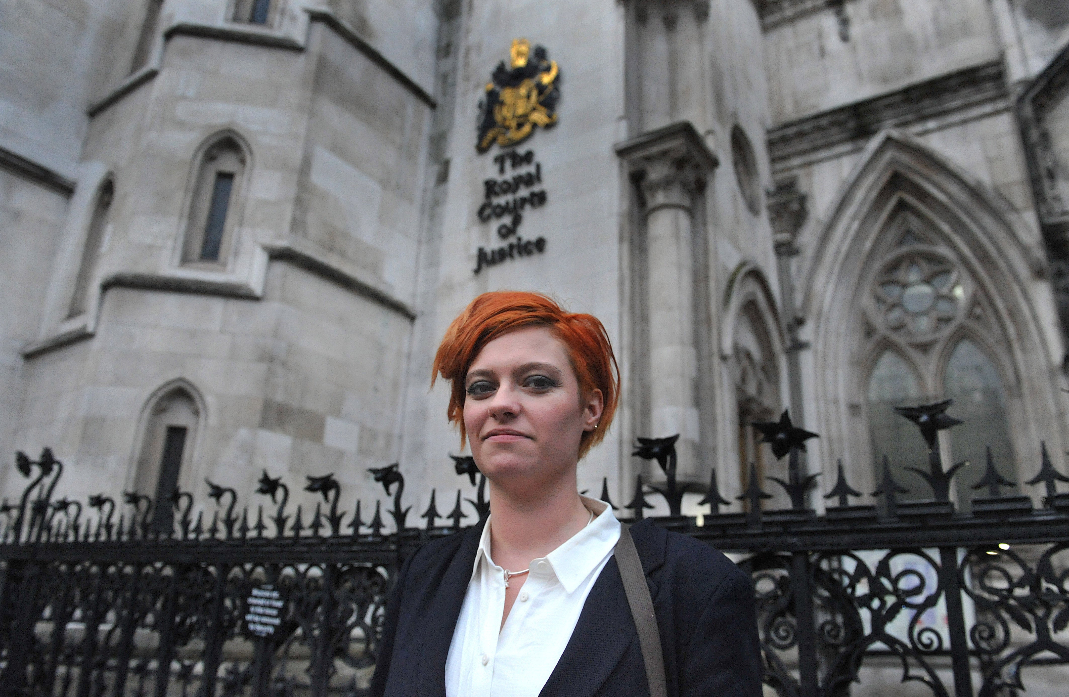 Monroe outside the High Court in London, 2017, after a hearing in her case against Katie Hopkins