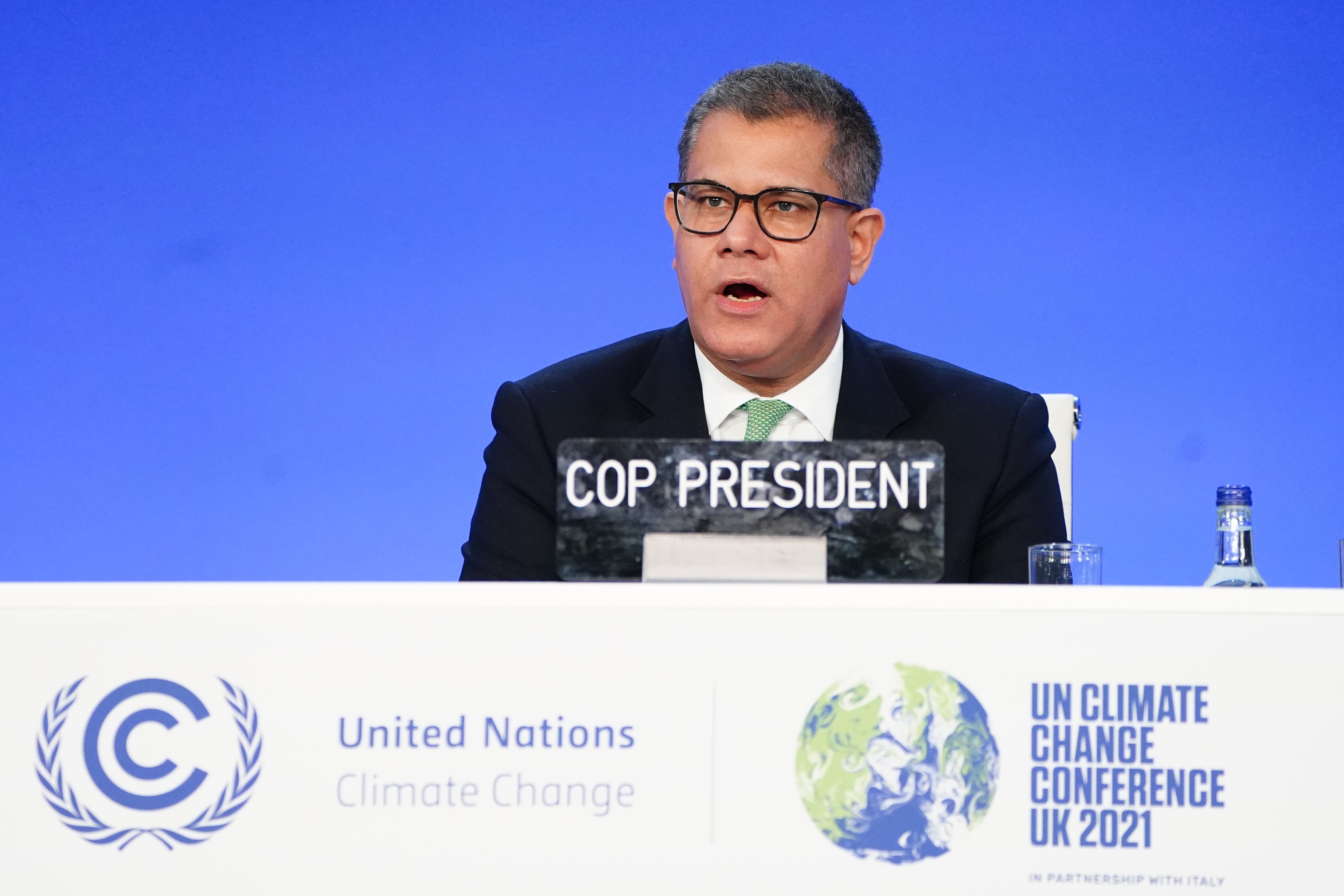 Cop26 President Alok Sharma is to mark six months since the conclusion of the conference with a speech in Glasgow (Jane Barlow/PA)