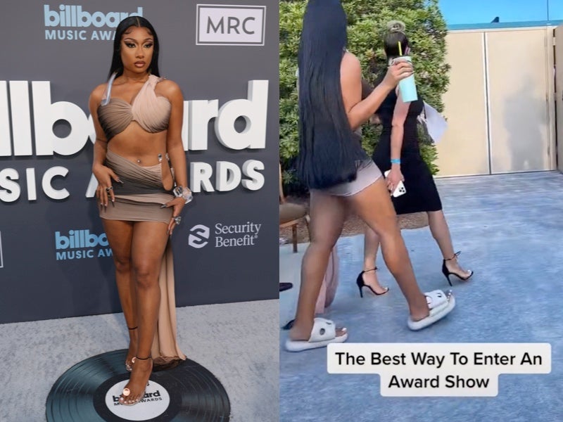 Megan Thee Stallion changes from heels into slides after Billboard Music Awards red carpet