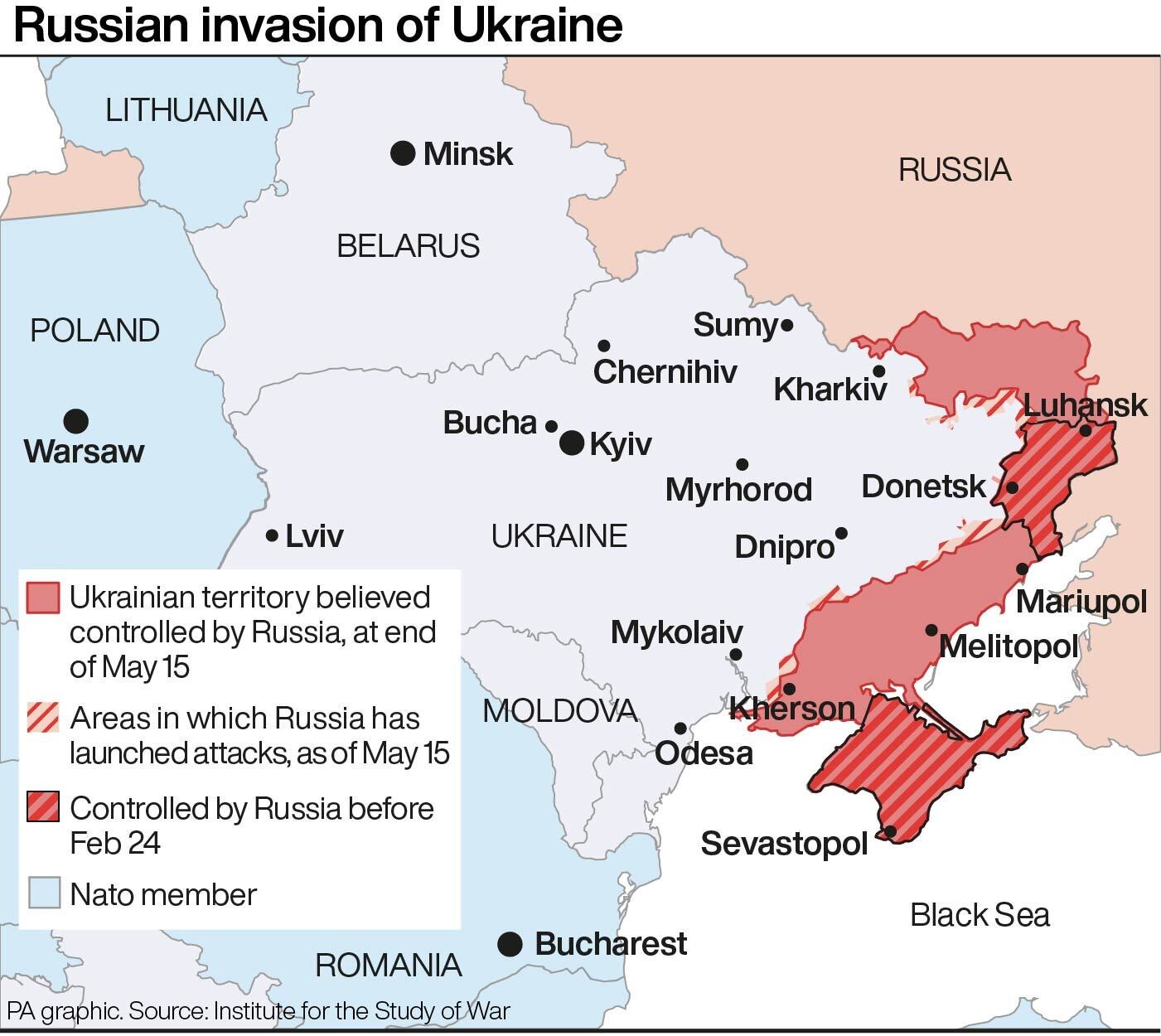 This map shows the scale of Russia’s invasion of Ukraine