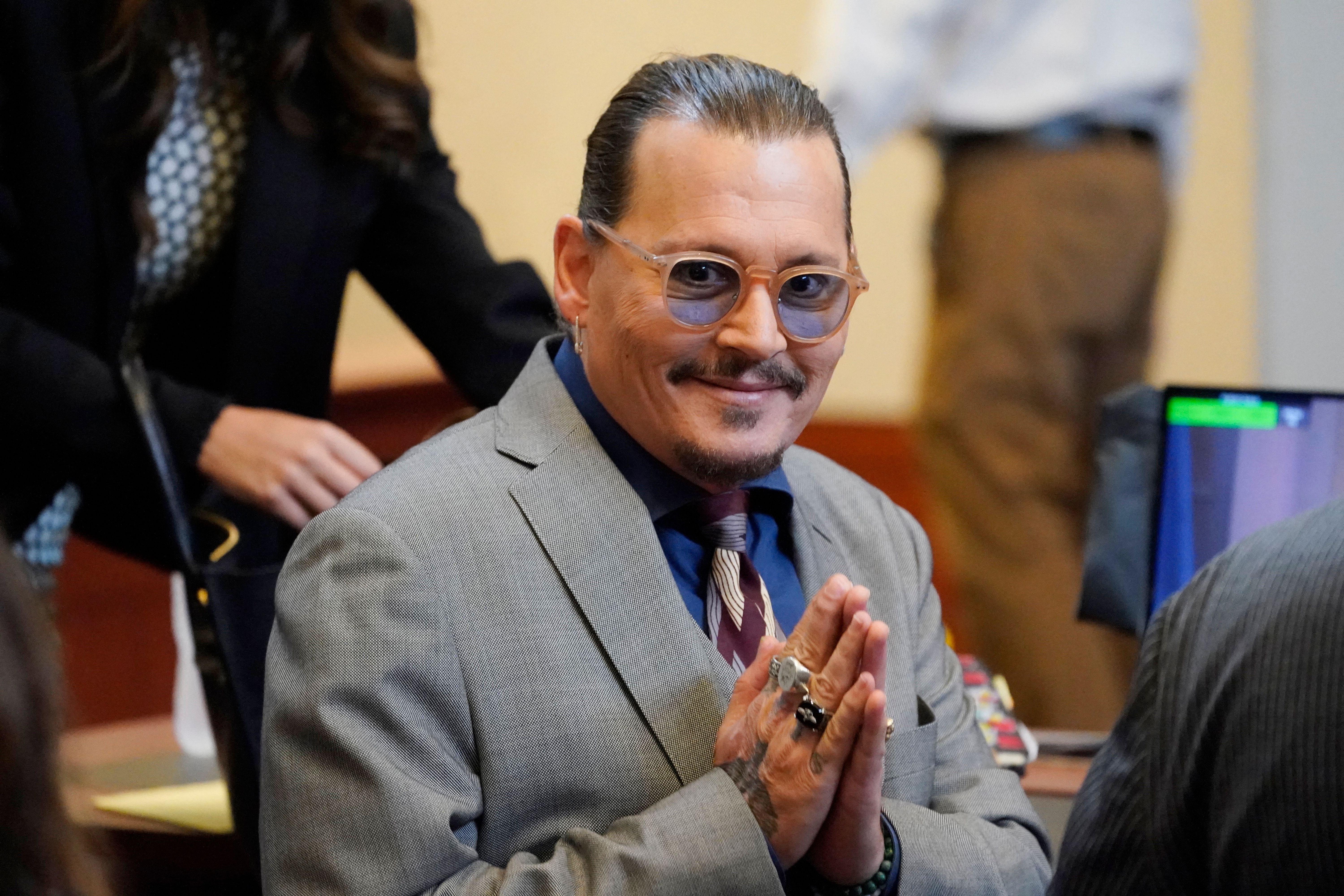 Johnny Depp in the courtroom at the Fairfax County Courthouse in Fairfax, Virginia, on 16 May 2022