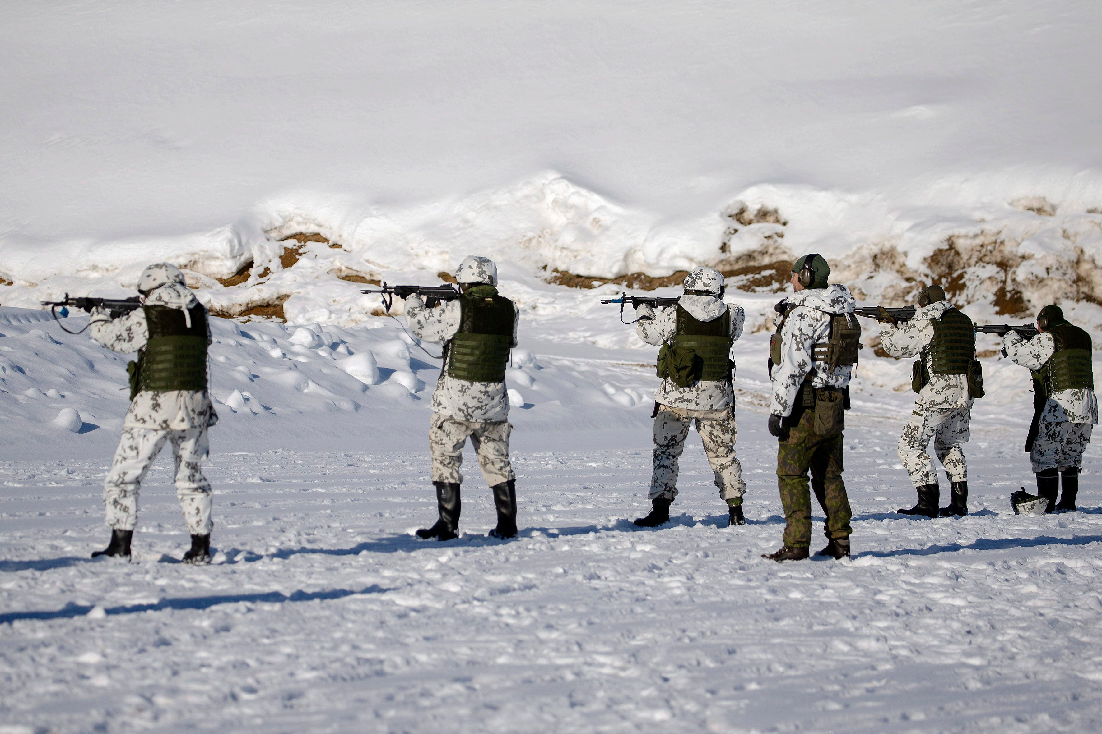 Reservists in Finland’s Karelia Brigade at an exercise in Taipalsaari in March