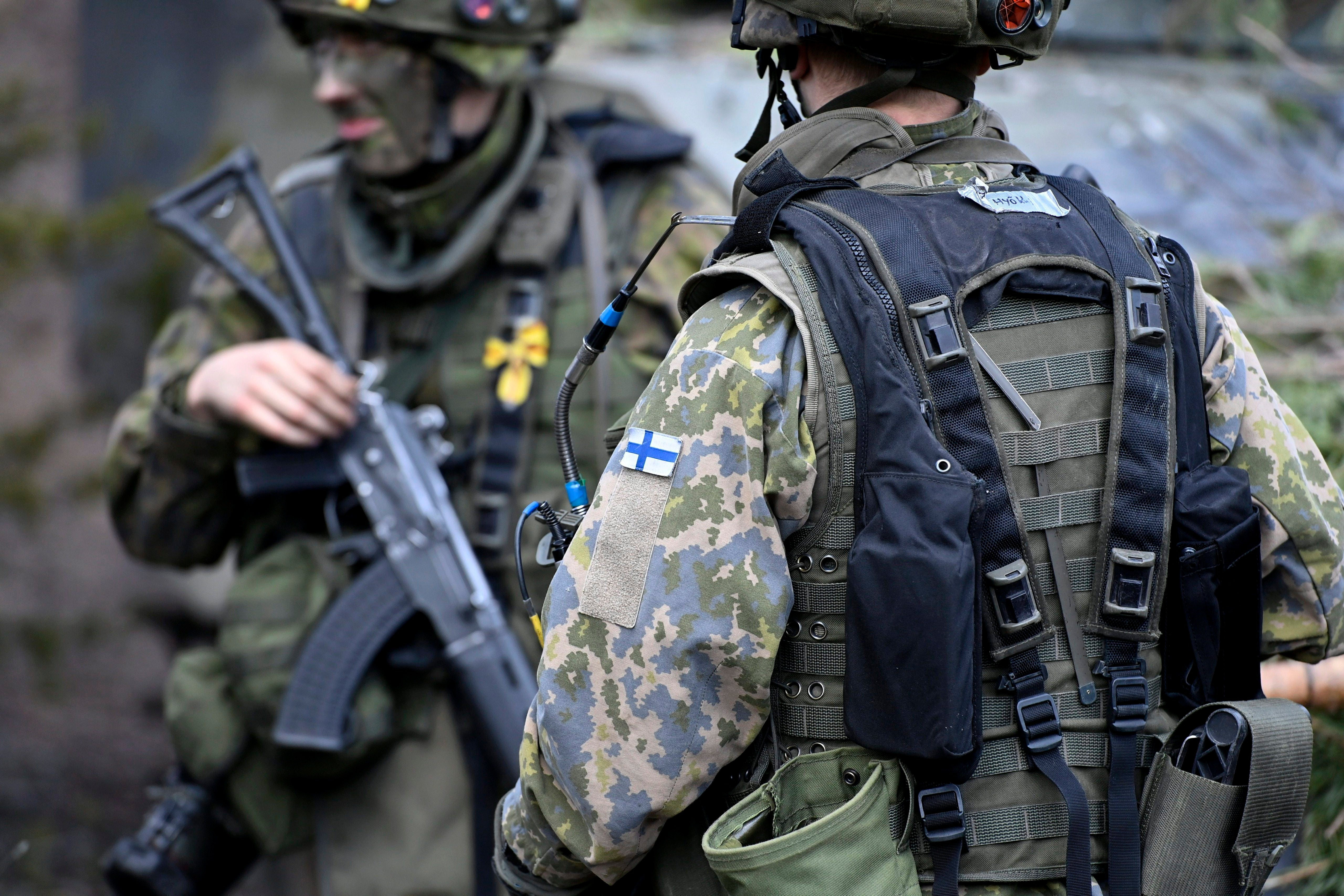 Finnish soldiers in an exercise earlier this month