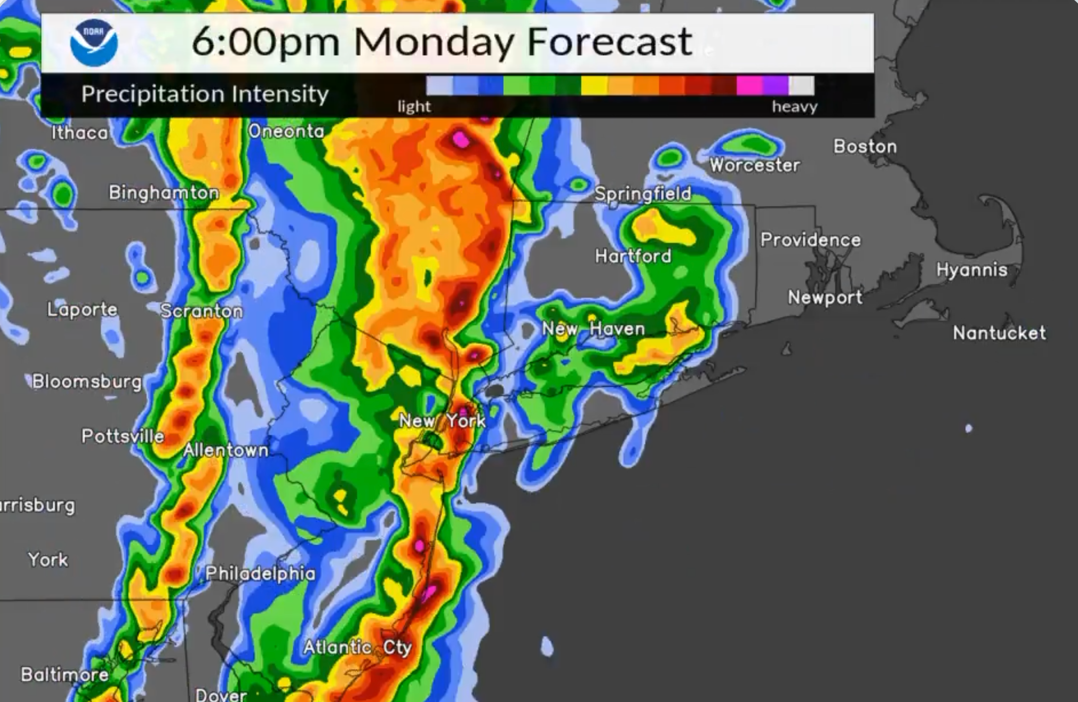 Severe thunderstorms are expected around the New York area on Monday