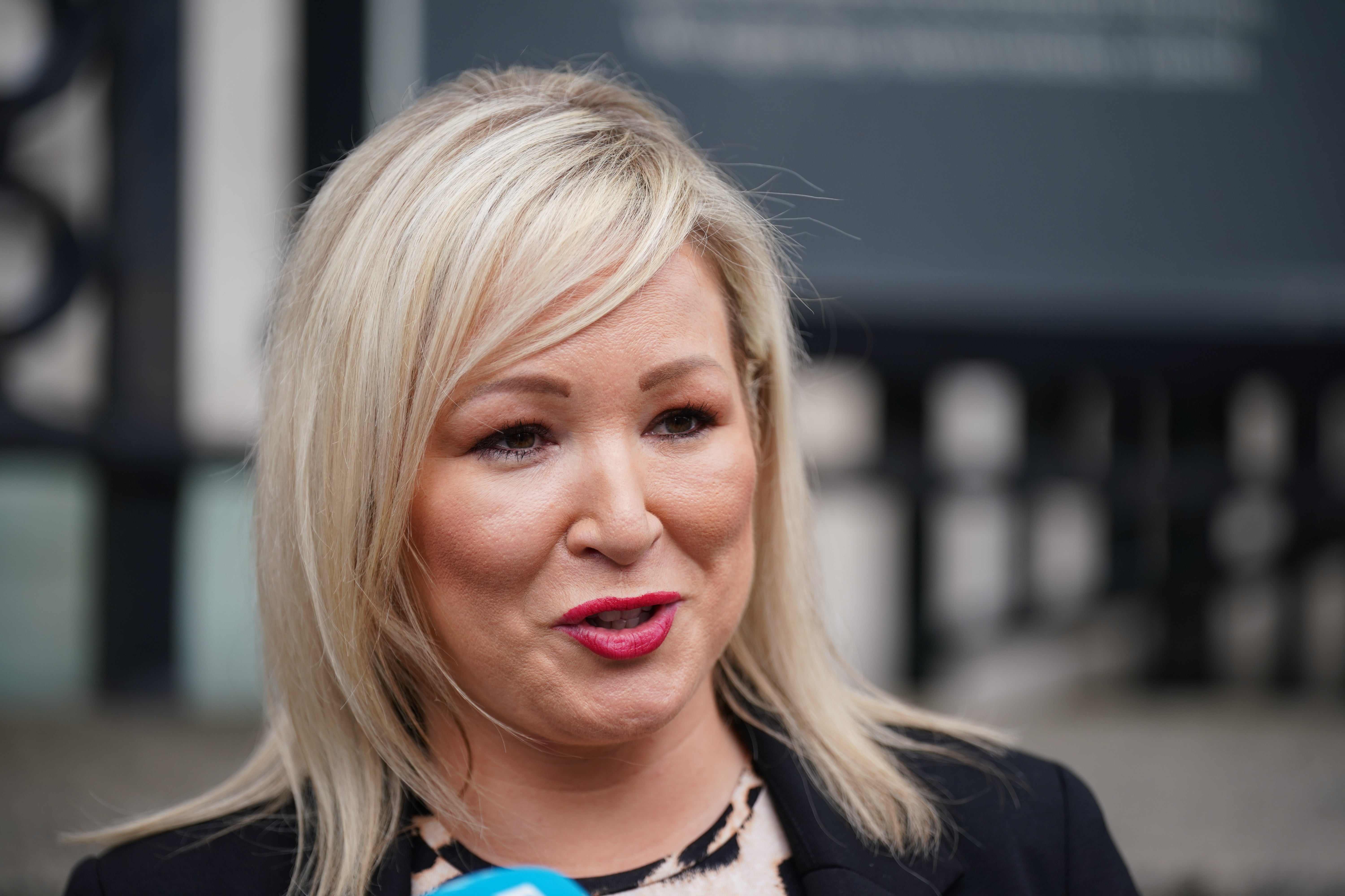 Sinn Fein Stormont leader Michelle O’Neill leaving Government Buildings in Dublin after meeting Irish premier Micheal Martin. Picture date: Monday May 16, 2022.