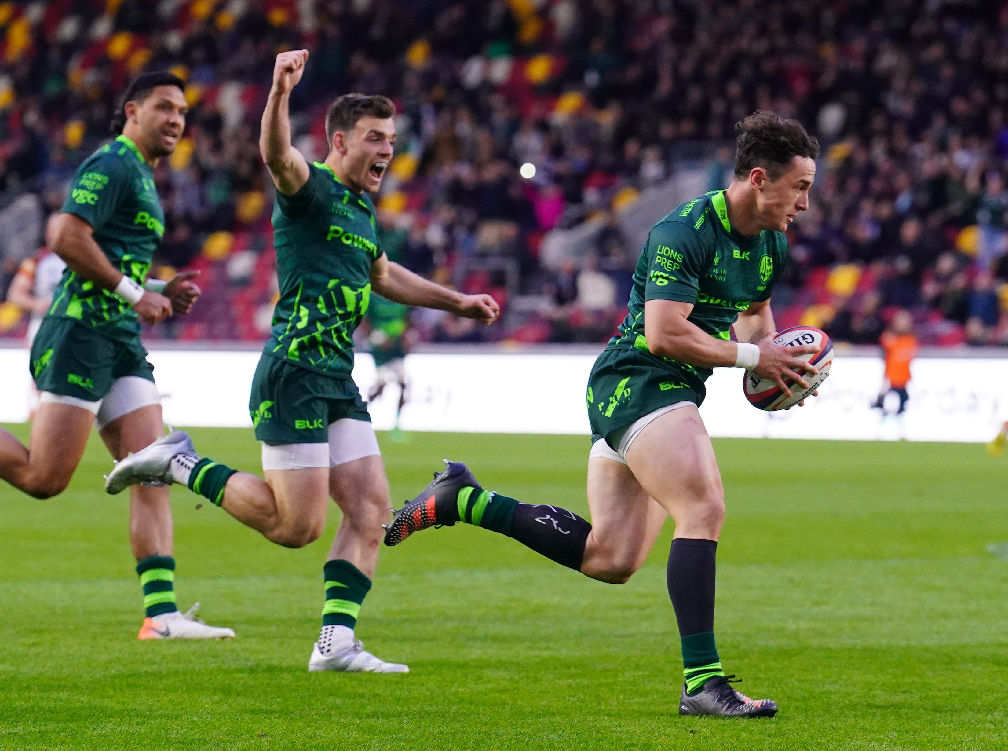 Harry Arundell (right) has shown his sensational running skills for London Irish in the Premiership and Europe (Adam Davy/PA)