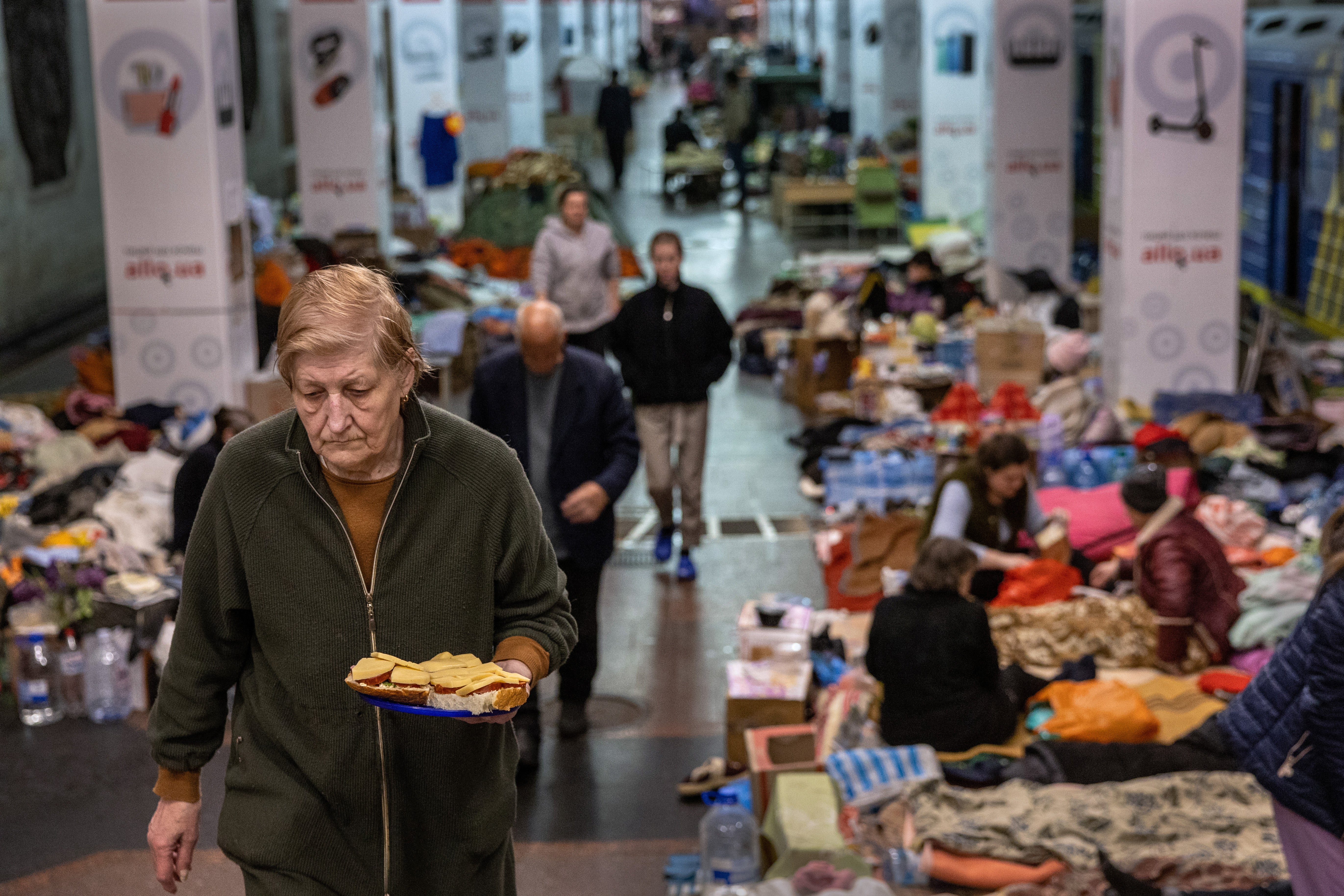 Kharkiv residents sheltering in the metro system on Sunday