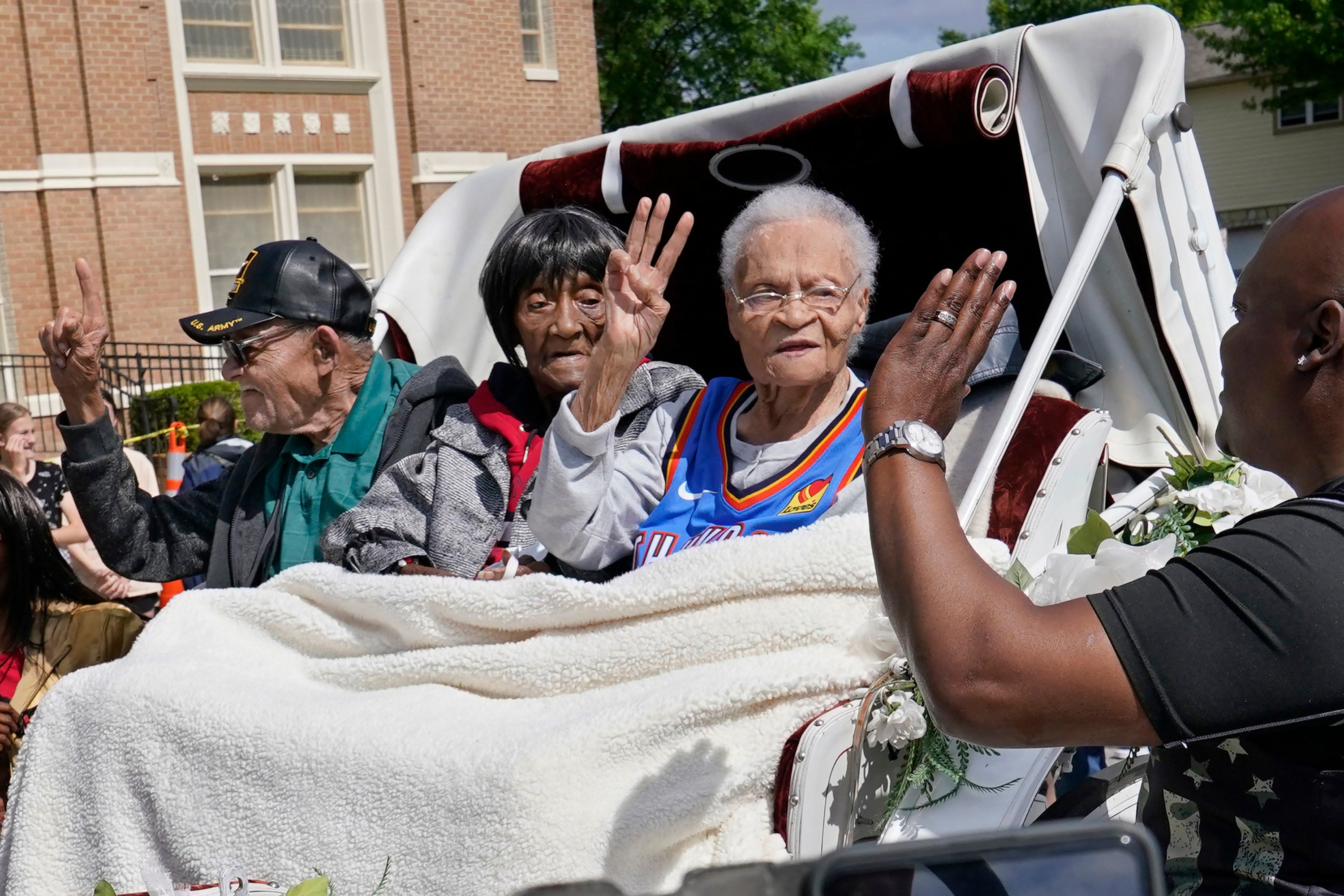 Hughes Van Ellis, Lessie Benningfield Randle and Viola Fletcher – the last known living survivors of the Tulsa race massacre – are pictured in 2021, on the 100th anniversary of the attack