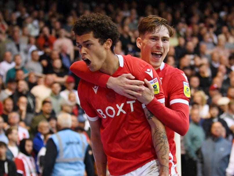 Brennan Johnson celebrates scoring against Sheffield United