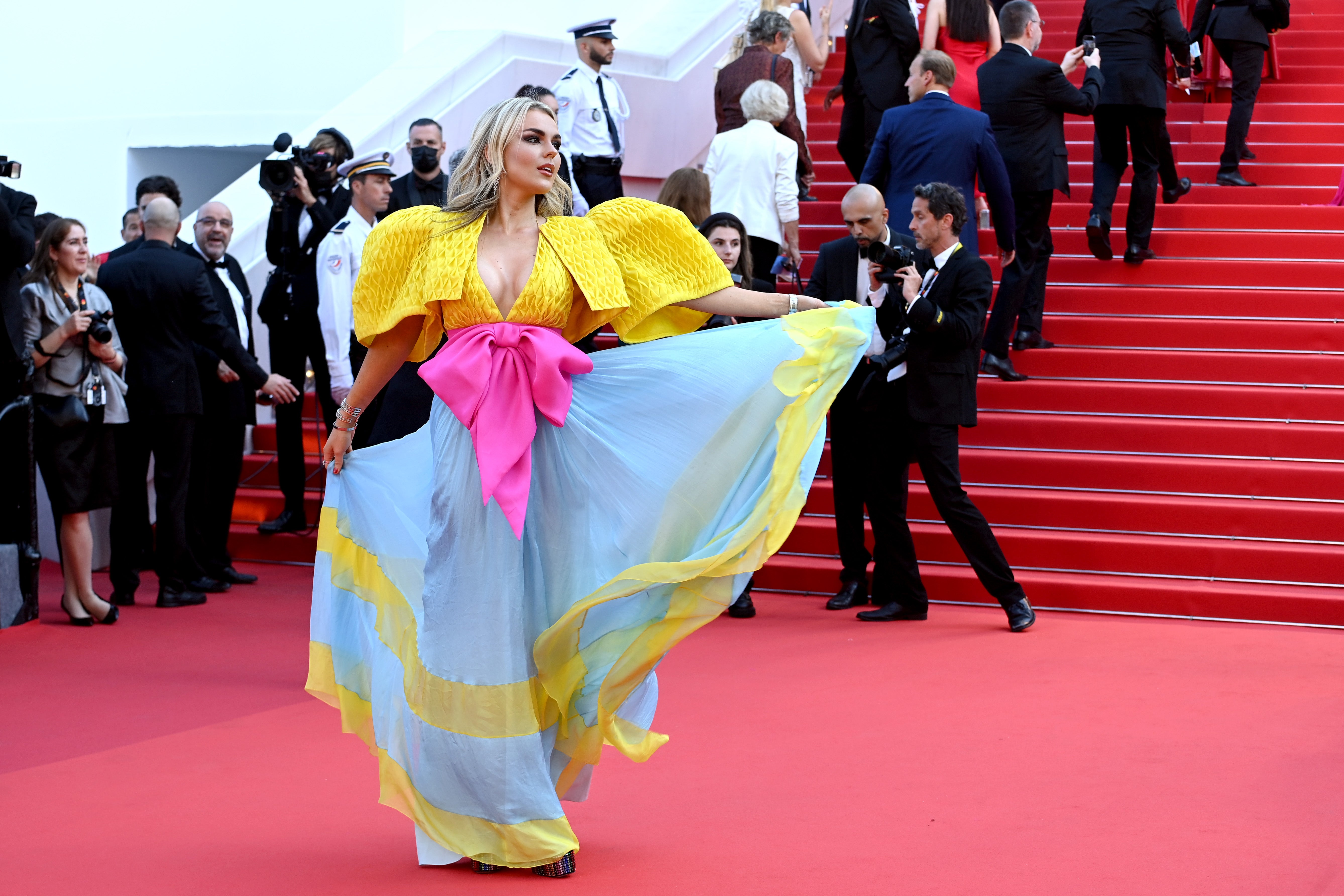 Tallia Storm attends the screening of "Final Cut (Coupez!)" and opening ceremony red carpet for the 75th annual Cannes film festival at Palais des Festivals