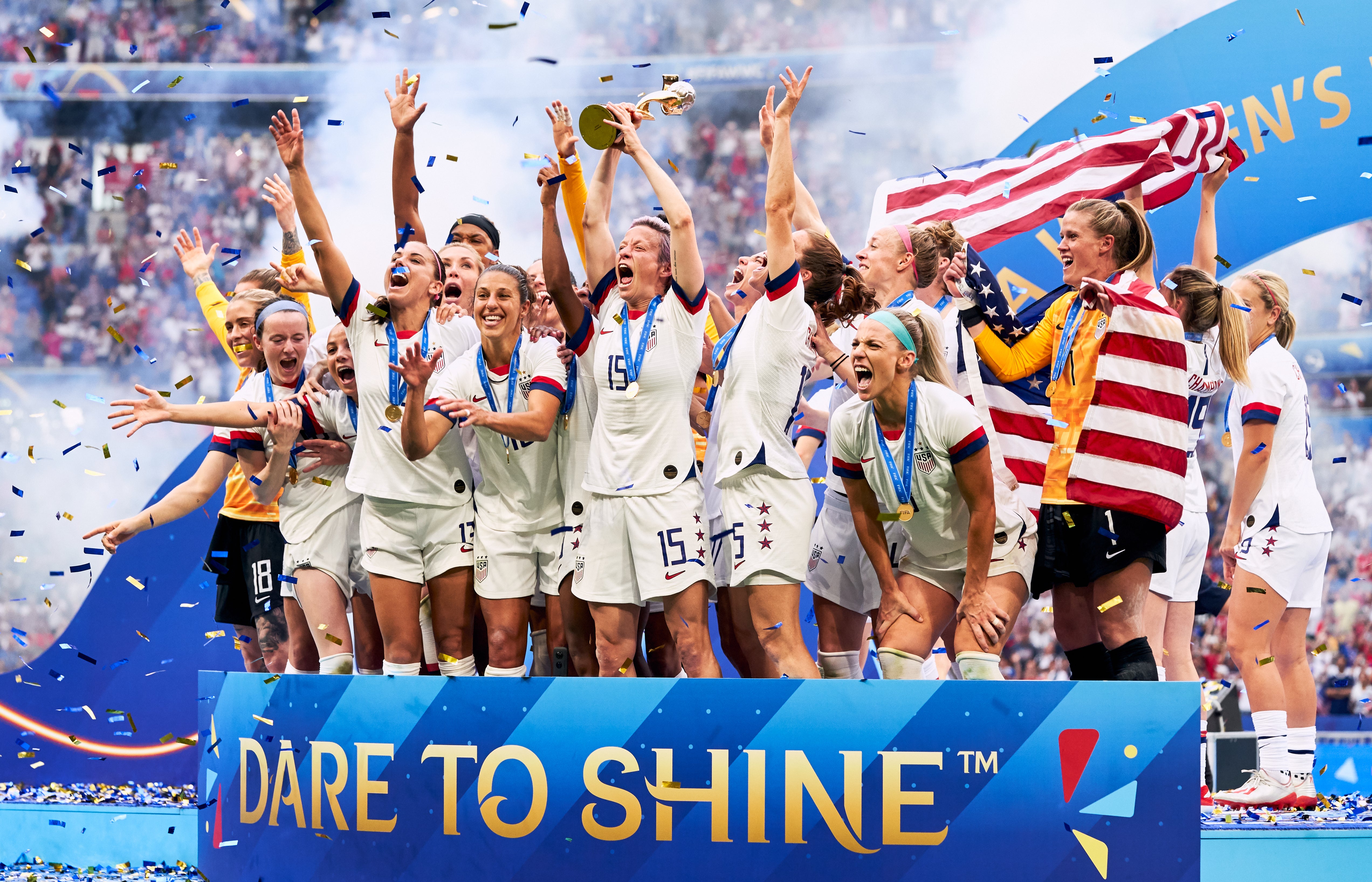 The US celebrate winning the 2019 Women’s World Cup (PA)