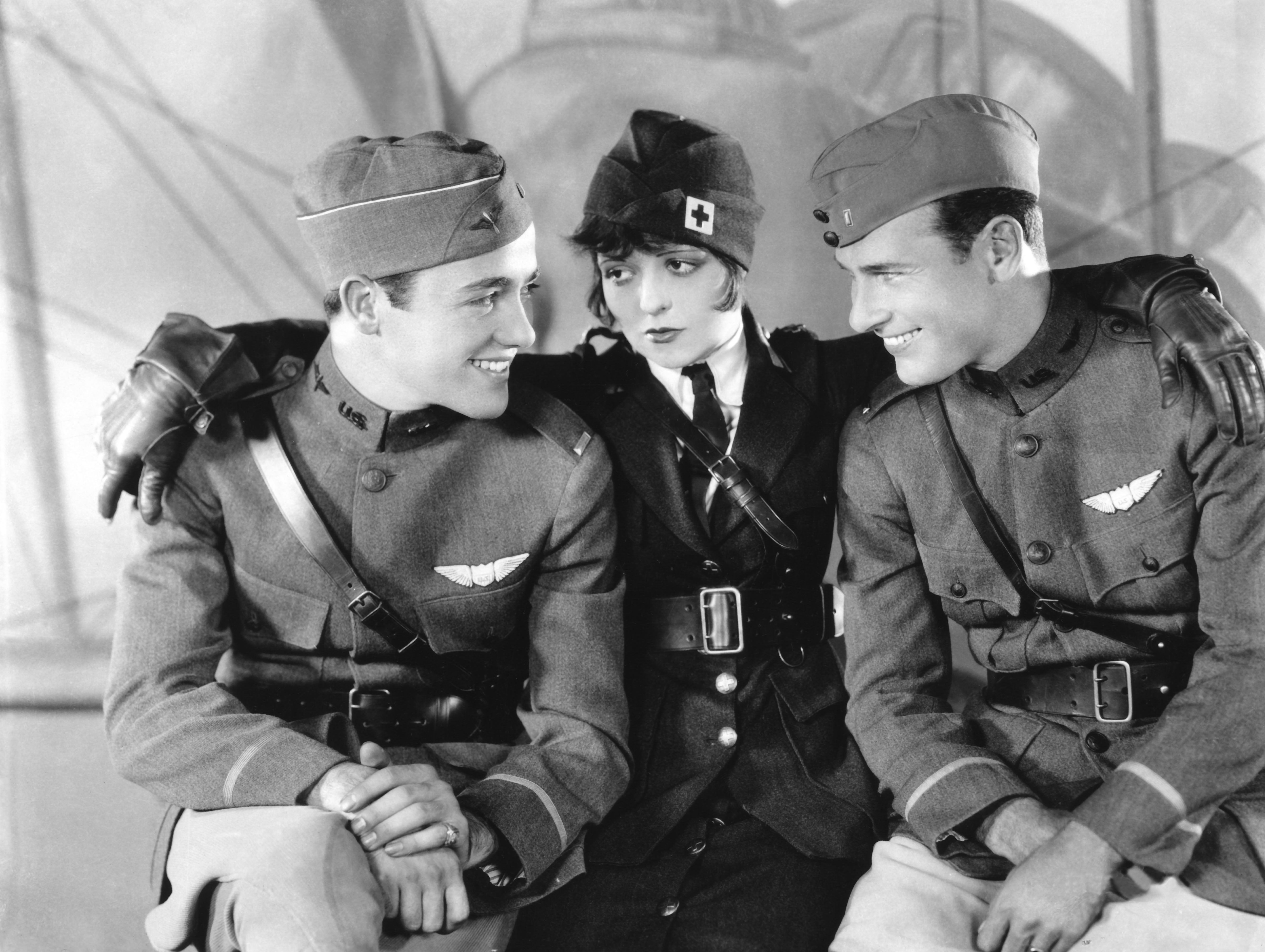 Charles Rogers, Clara Bow, and Richard Arlen in William Wellman’s ‘Wings’ (1927) – a silent film set in the First World War