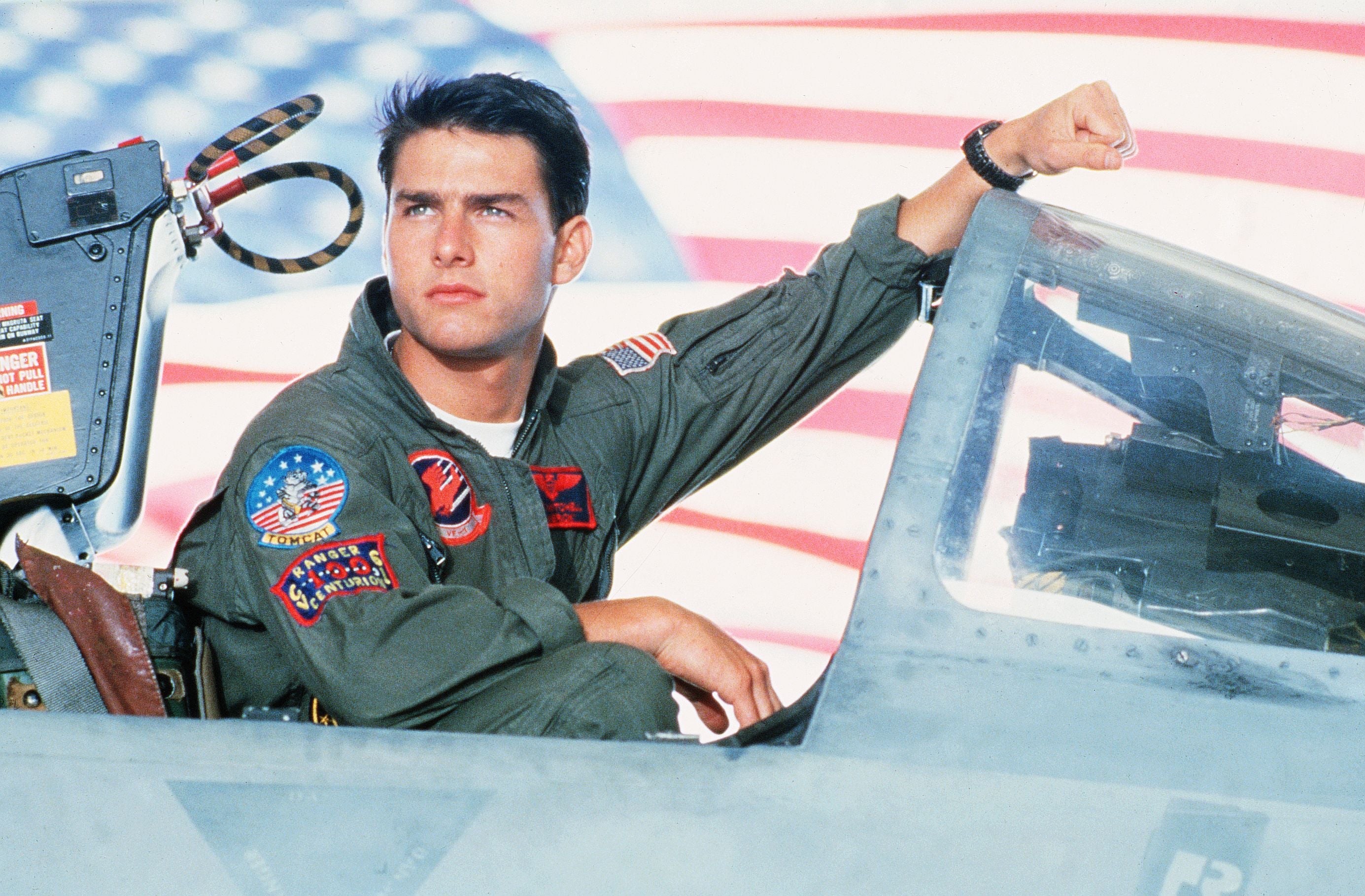 Cruise in the 1986 film ‘Top Gun’ which he starred with Kelly McGillis