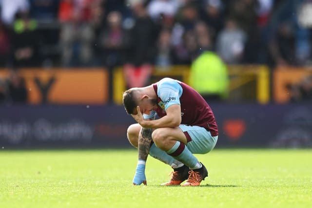 <p>Turf war: Burnley have two games to save their Premier League status </p>