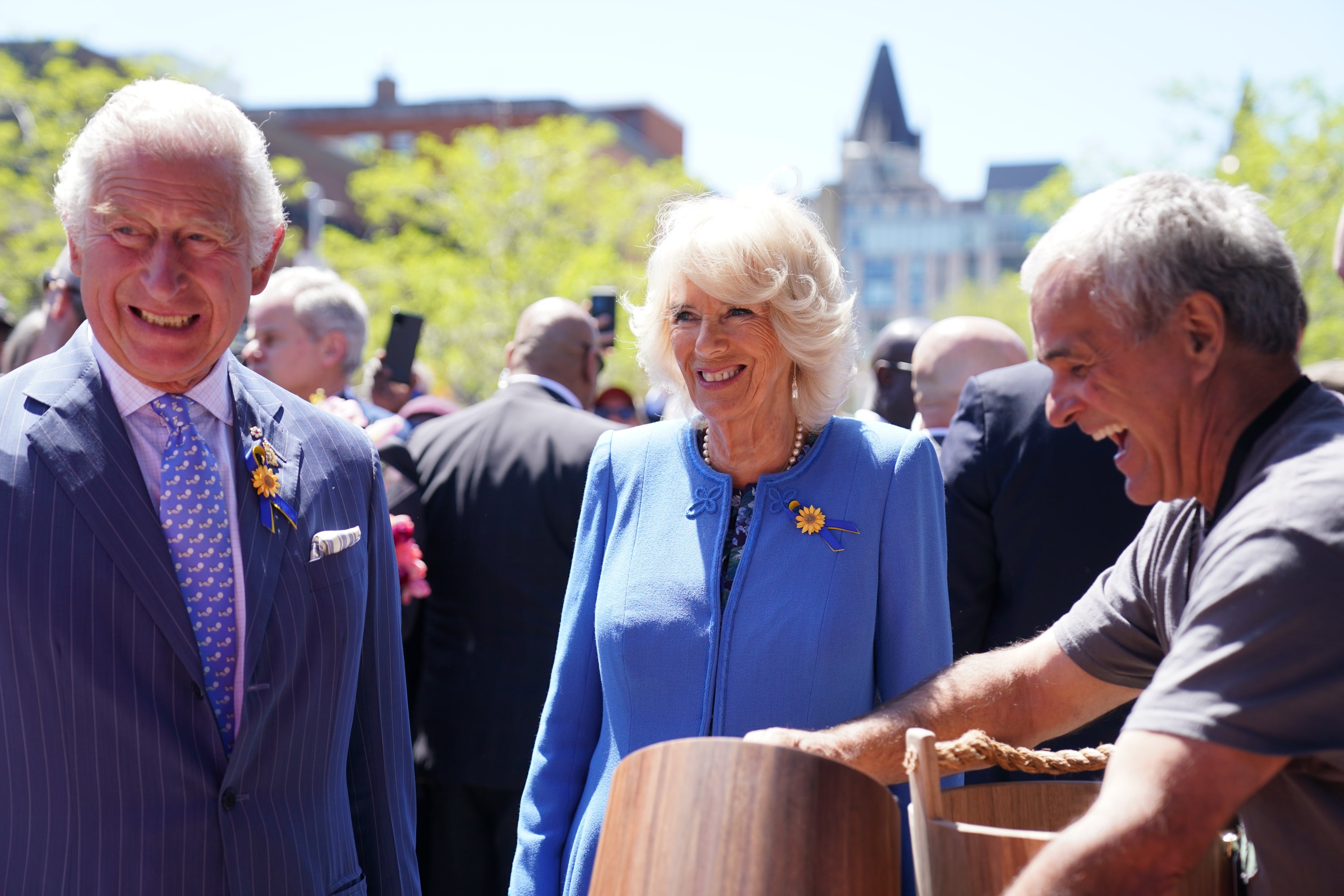 The Prince of Wales and Duchess of Cornwall visit local market producers and merchants at ByWard Market in Ottawa, during their three-day trip to Canada to mark the Queen’s Platinum Jubilee. Picture date: Wednesday May 18, 2022.