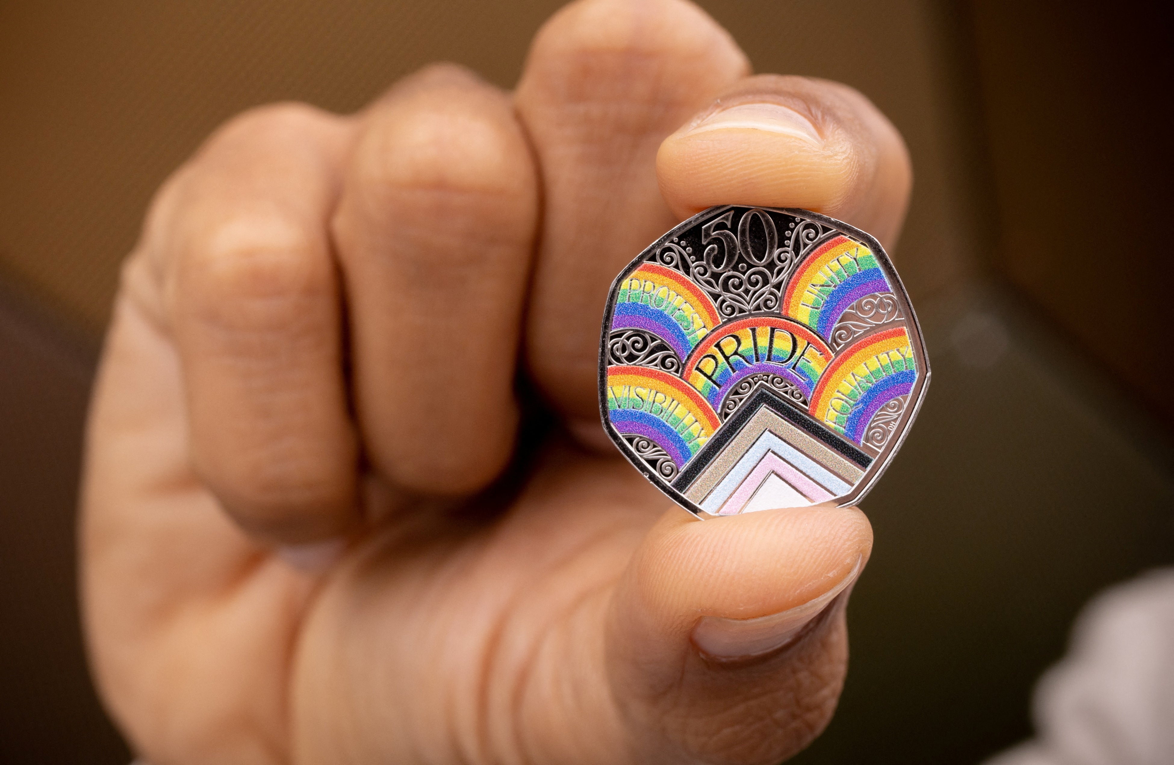 This coin is meant to be a symbol of the LGBT+ legacy over the last 50 years of Pride UK