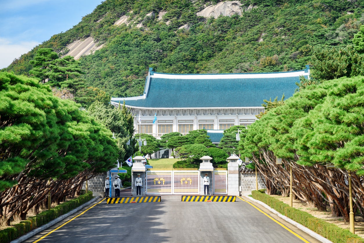 the main building of Cheong Wa Dae, or the Blue House