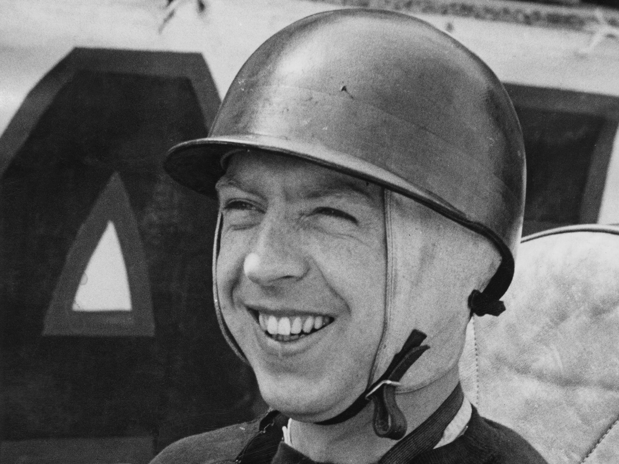 Tony Brooks celebrates after winning the Belgian Grand Prix, June 1958