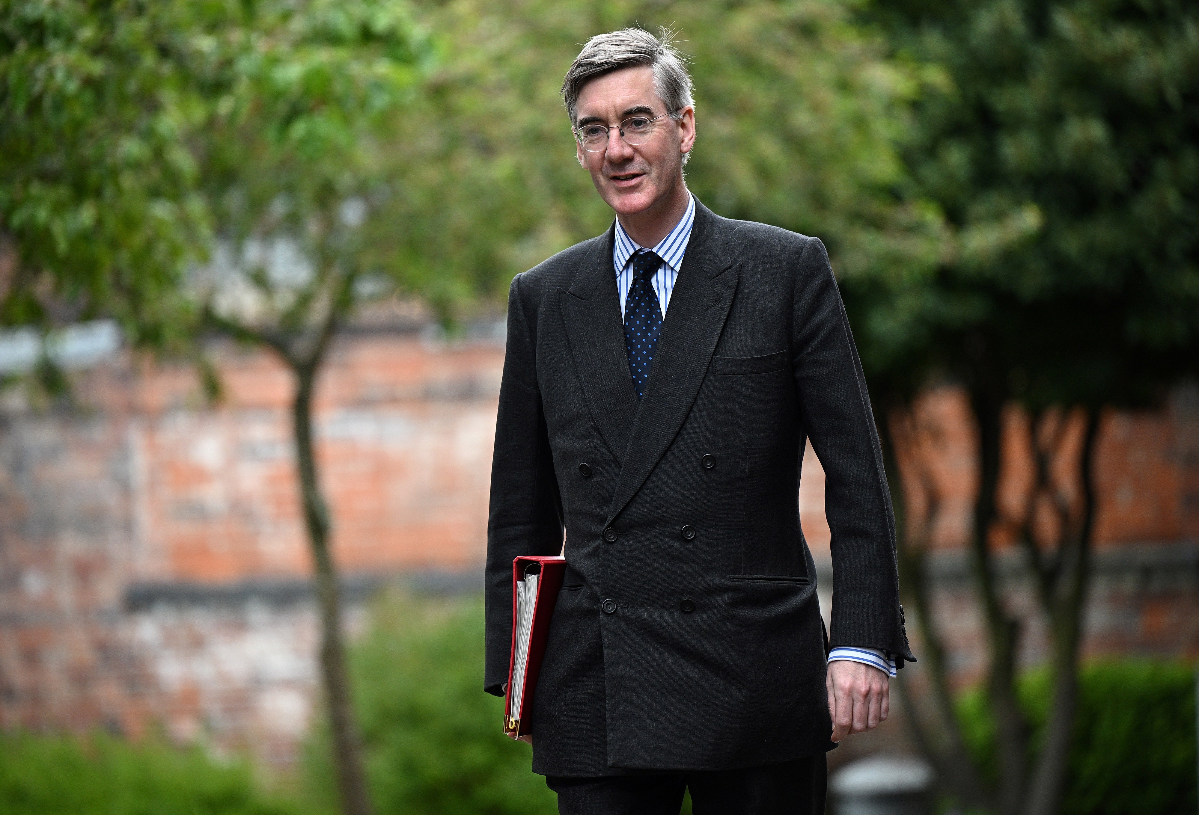 Minister for Brexit Opportunities Jacob Rees-Mogg arrives to attend a regional cabinet meeting at Middleport Pottery in Stoke-on-Trent. Picture date: Thursday May 12, 2022 (Oli Scarff/PA)