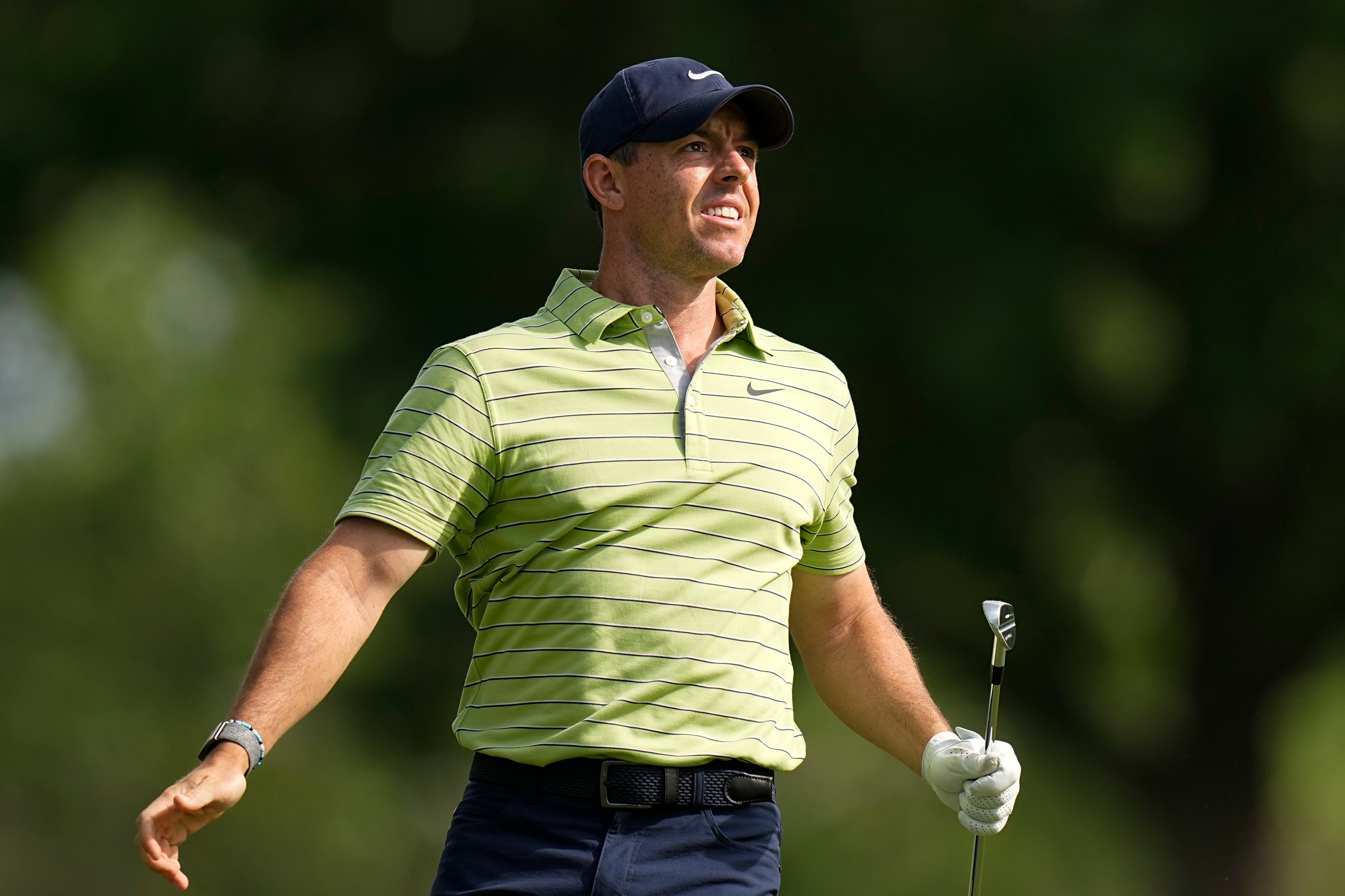 Rory McIlroy remained on top of the leaderboard on day two of the US PGA Championship (Eric Gay/AP)