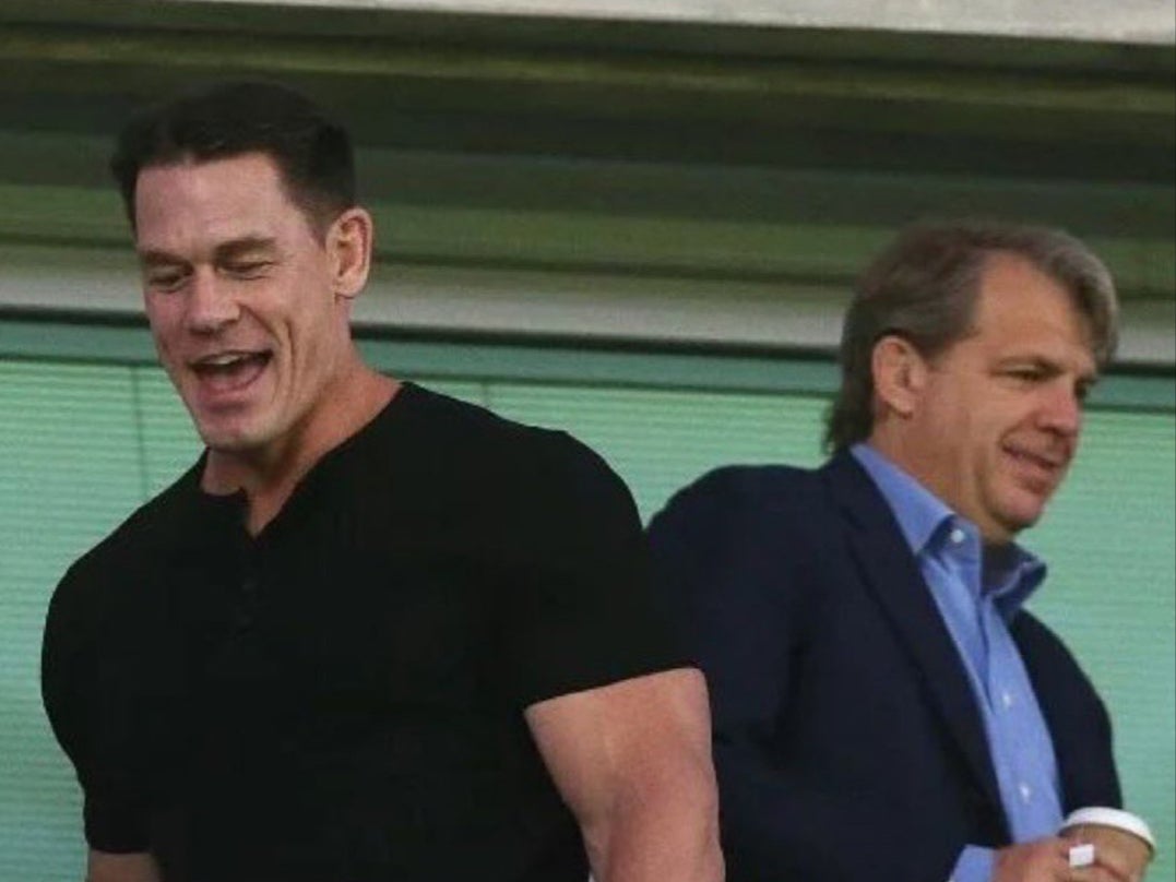 John Cena and Todd Boehly at Stamford Bridge