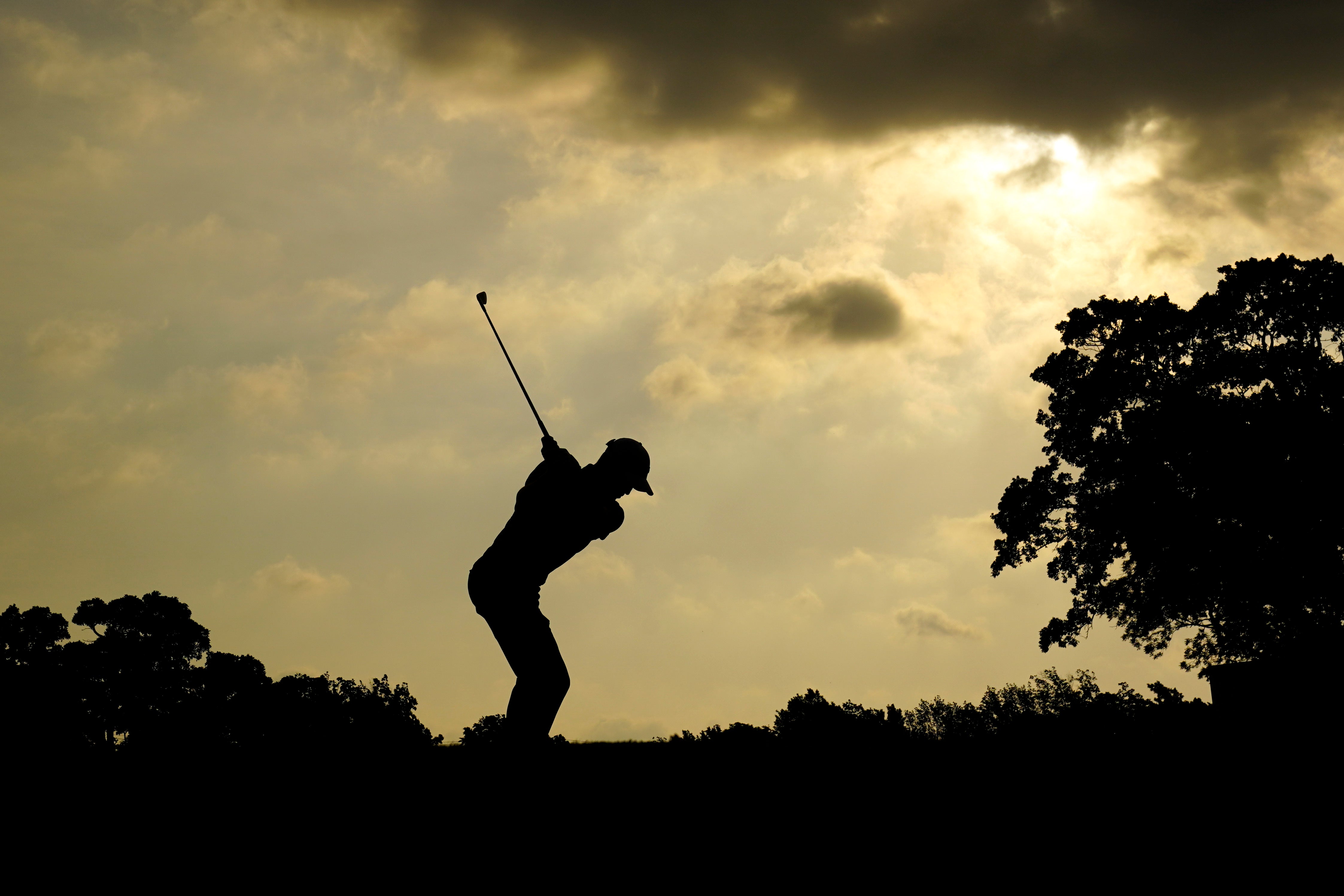 Justin Thomas hits his tee shot on the 11th hole during the second round of the US PGA Championship (Eric Gay/AP)