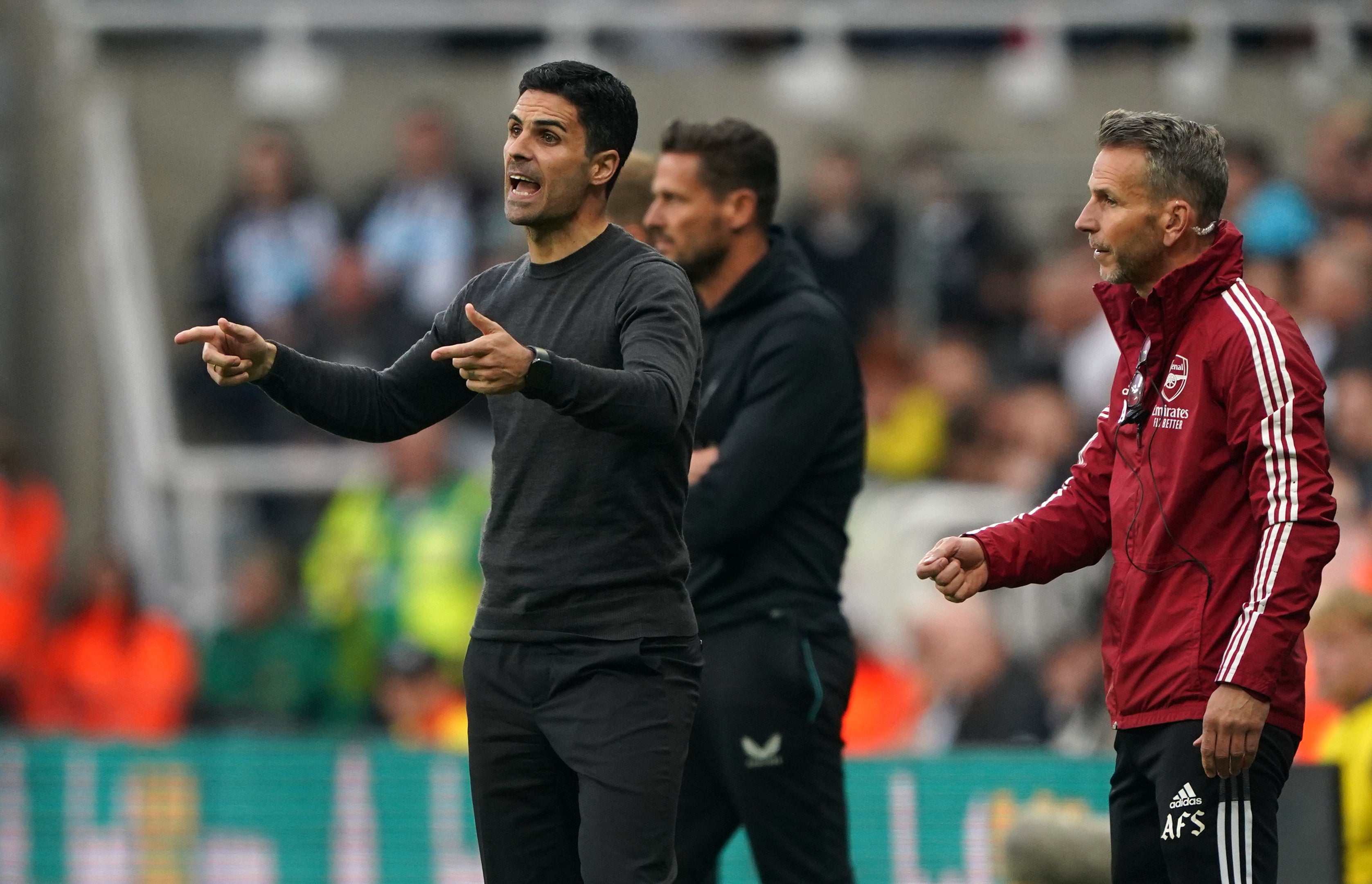 Mikel Arteta’s (left) Arsenal lost at Newcastle last time out (Owen Humphreys/PA)