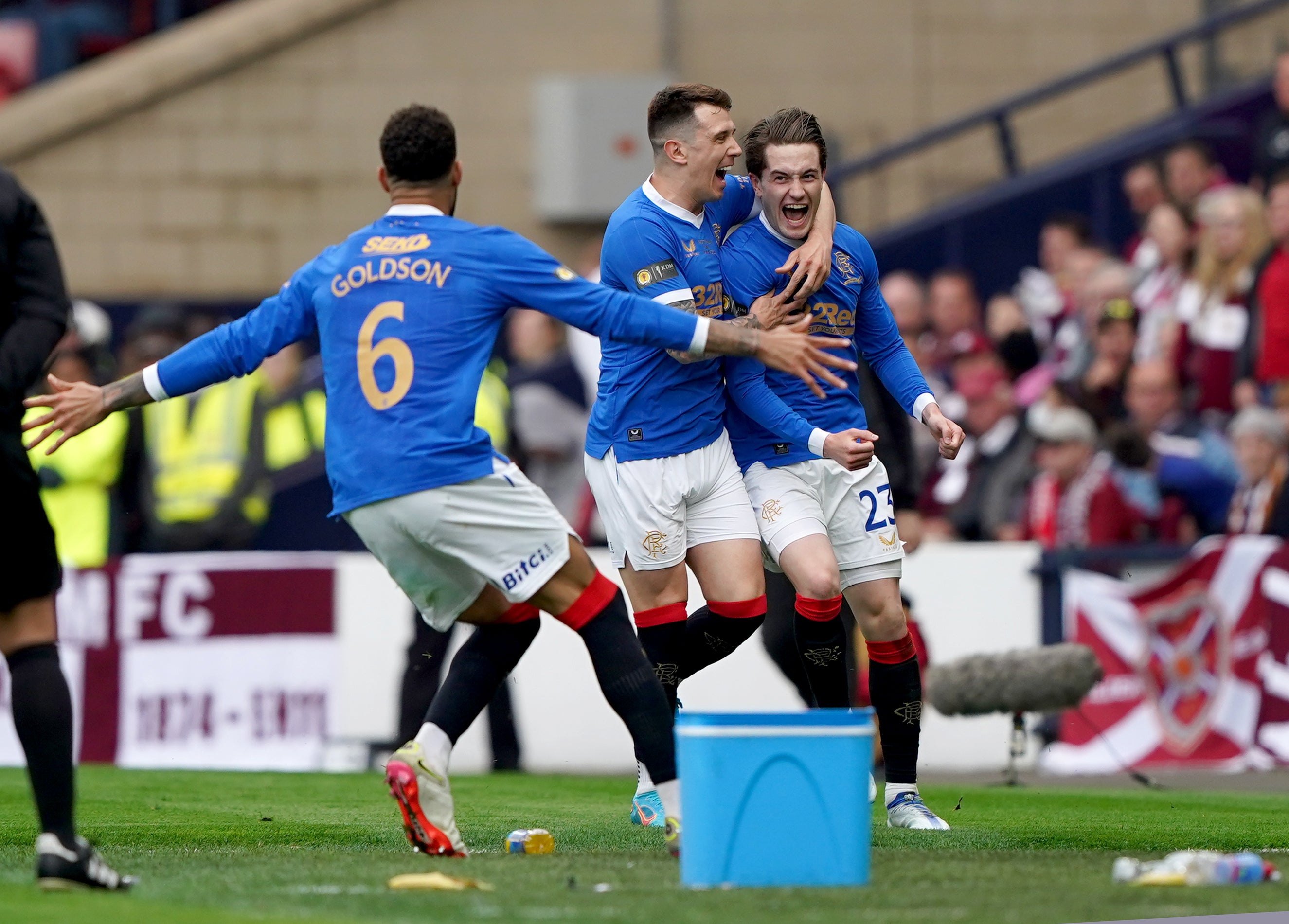 Ryan Jack (centre) was on target for Rangers (Andrew Milligan/PA)