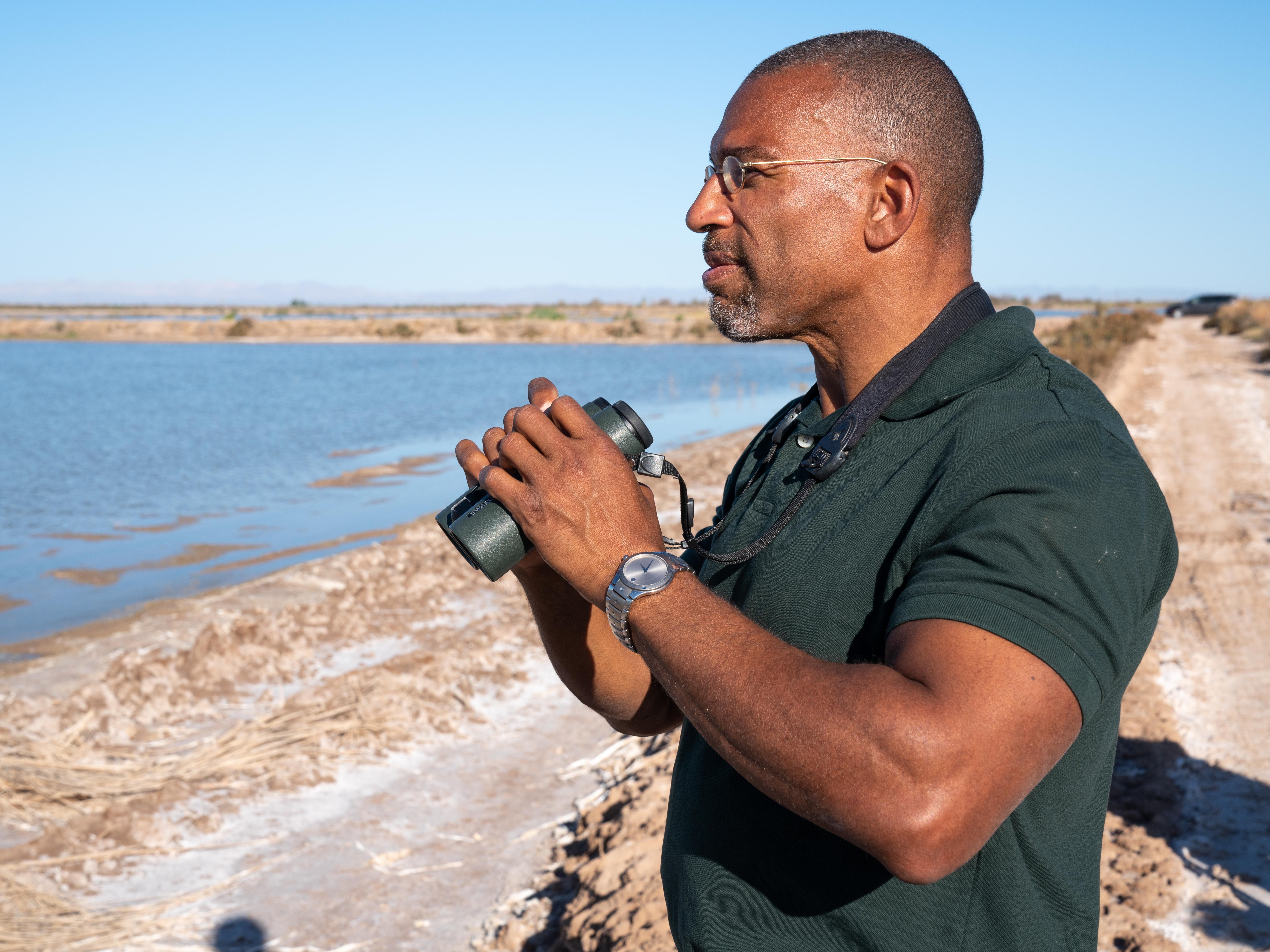 Christian Cooper at the Sonny Bono Salton Sea National Wildlife Refuge, CA