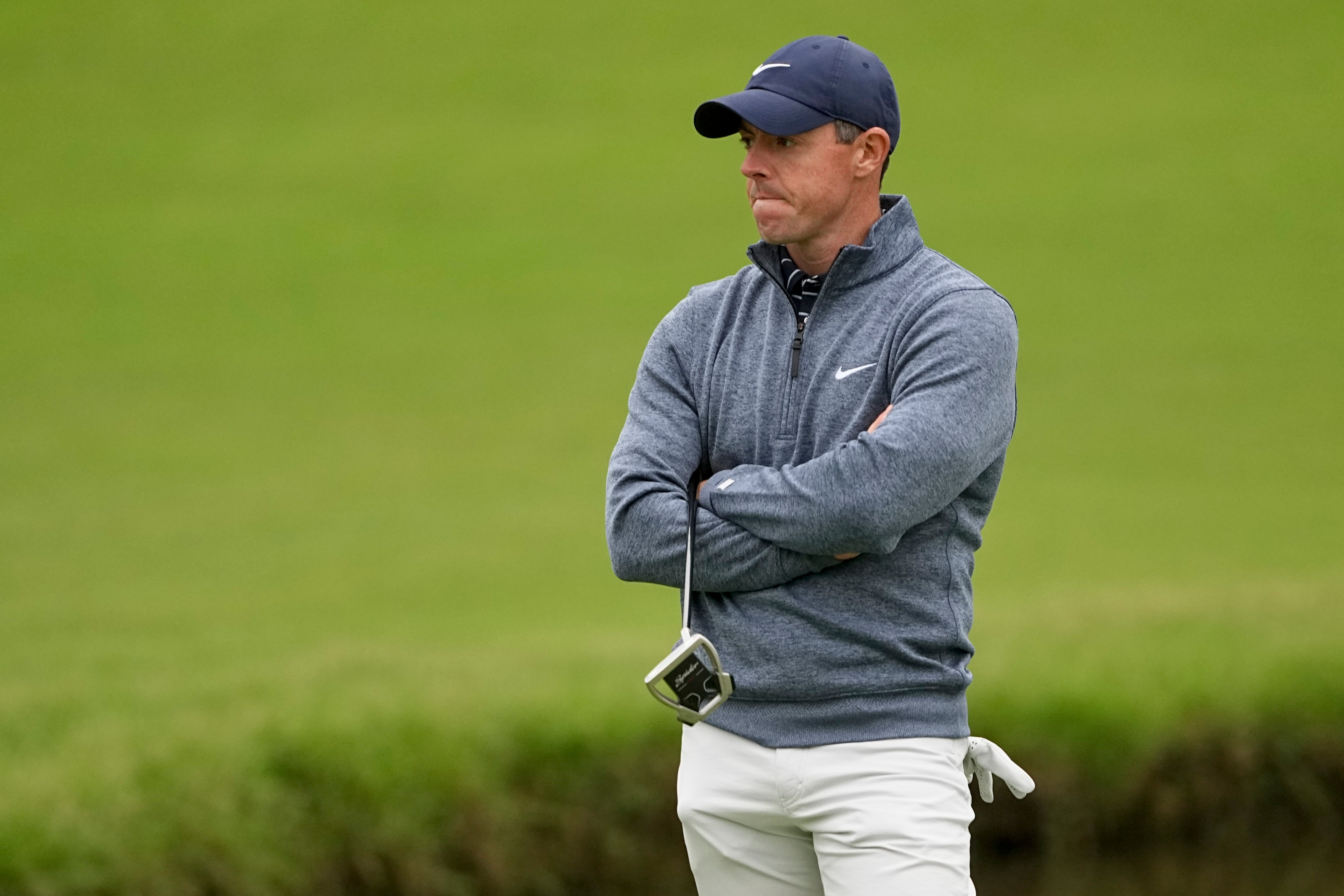 Rory McIlroy waits to putt on the 13th hole during the third round of the US PGA Championship (Matt York/AP)