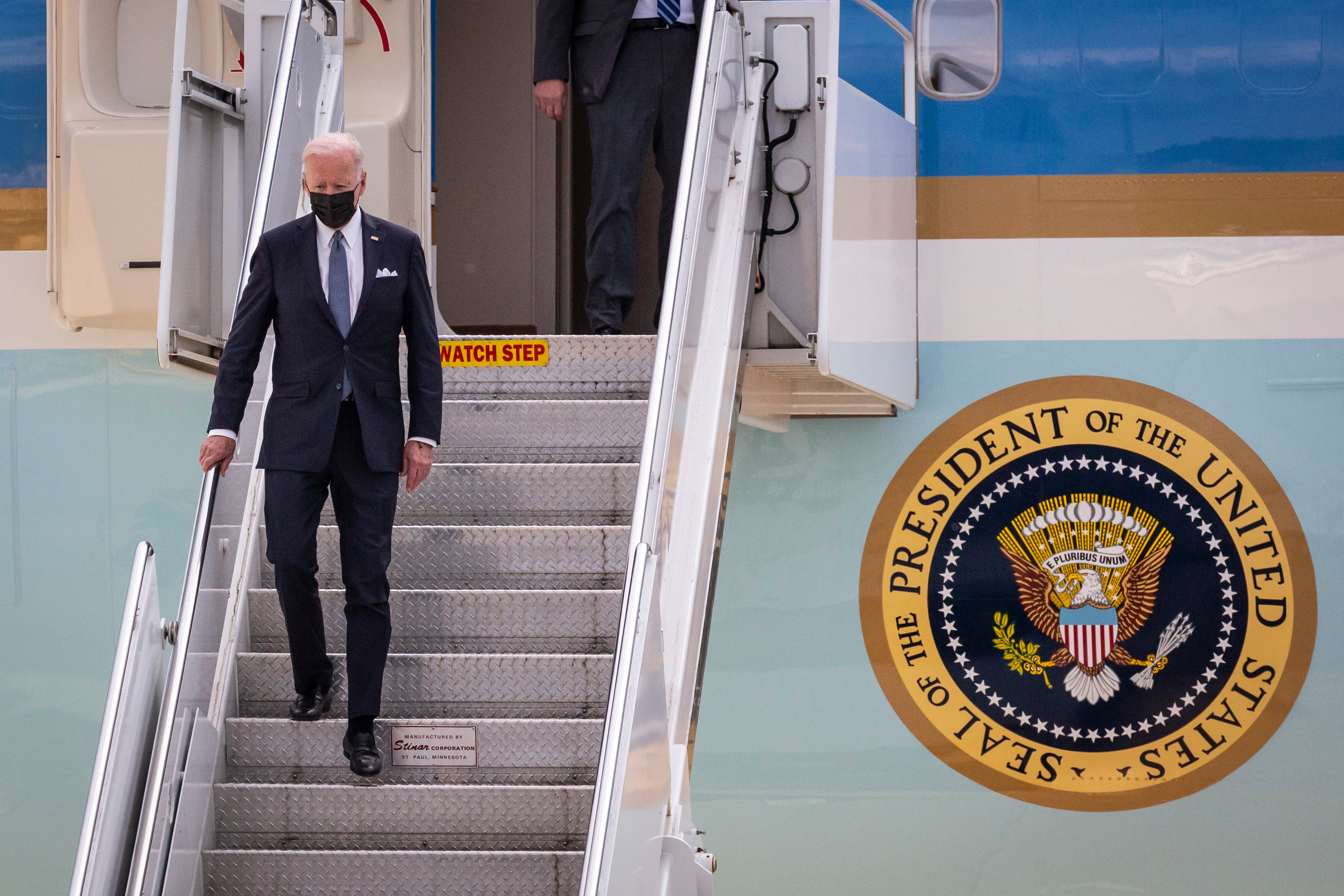 President Joe Biden stepping off Air Force One in Japan on the second stage of his Asia trip