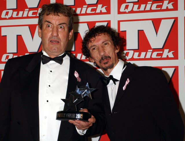 <p>John Challis (left) who played Boycie and Patrick Murray who played Mickey Pearce in Only Fools and Horses (Yui Mok/PA)</p>