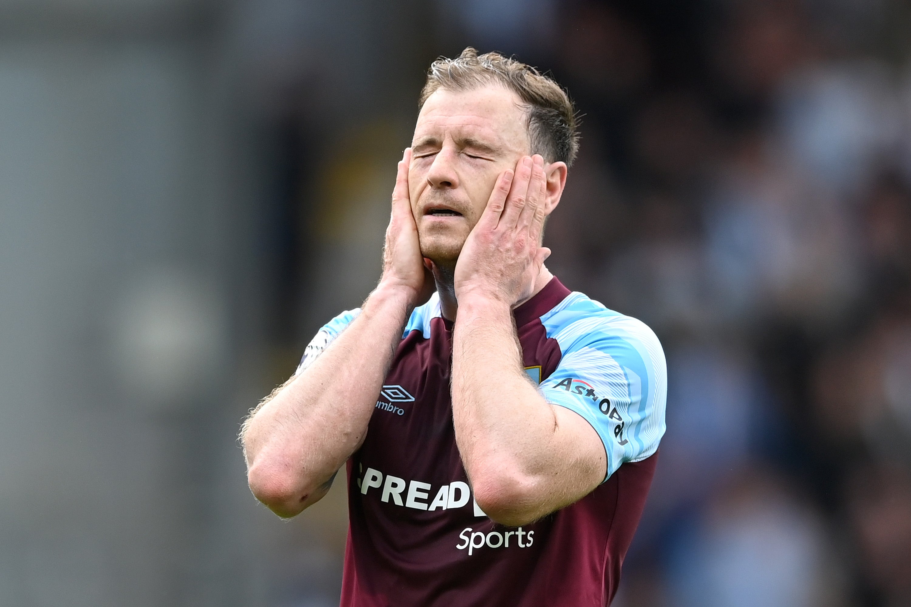 Ashley Barnes reacts to Burnley’s relegation