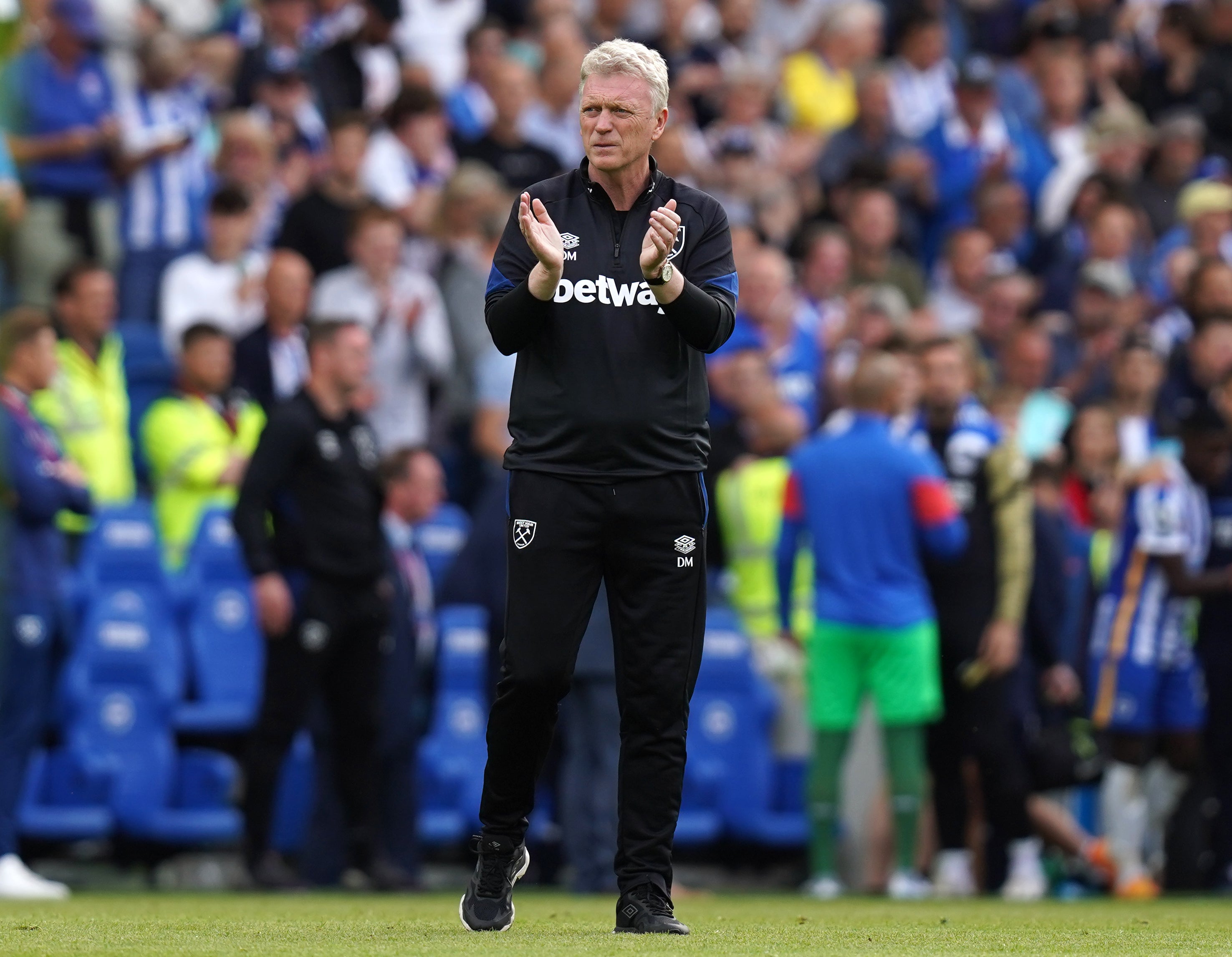 David Moyes was less than impressed with West Ham’s second-half display against Brighton (Gareth Fuller/PA).