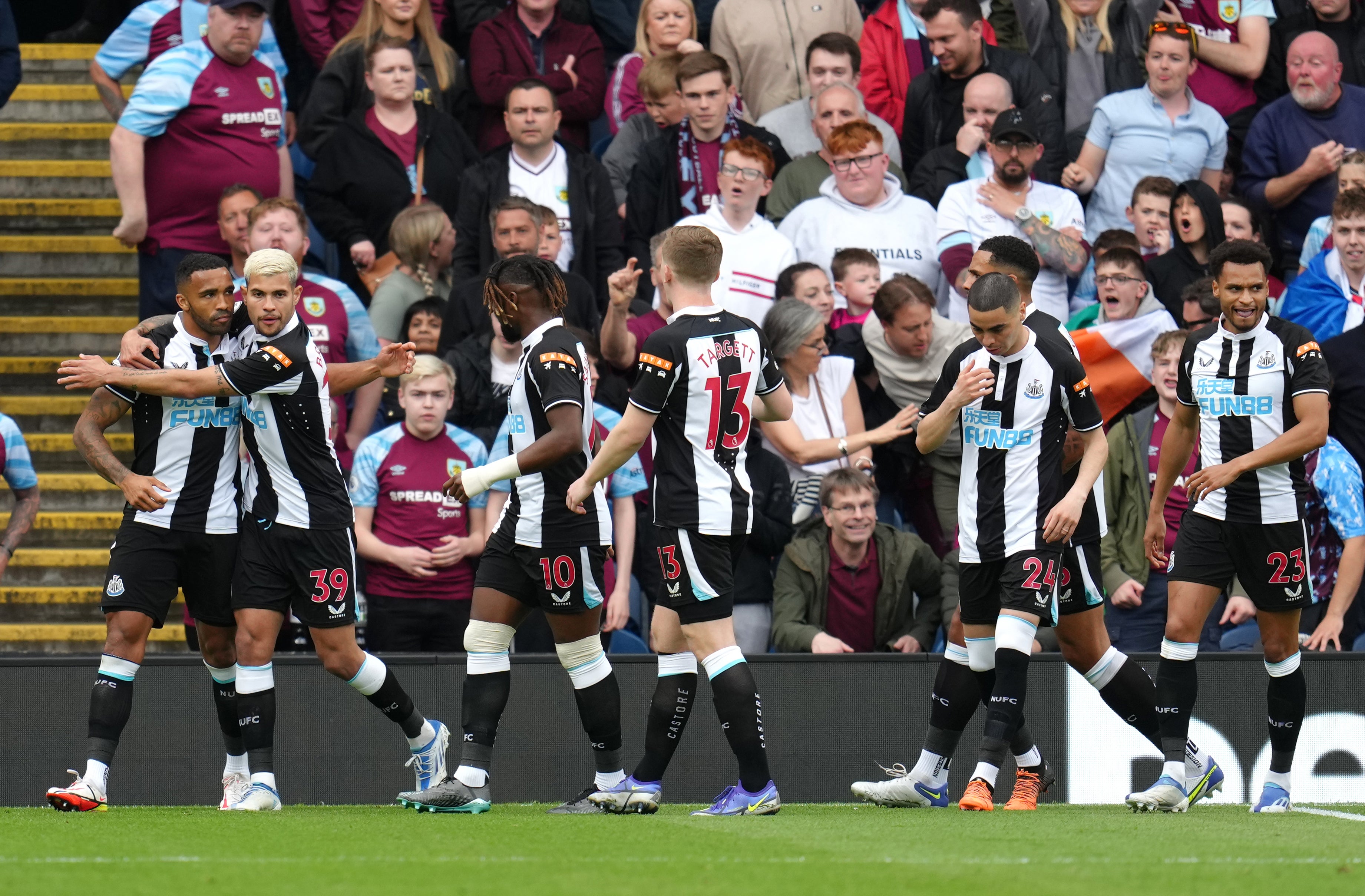 Callum Wilson (left) celebrates scoring his first goal of the afternoon (Nick Potts/PA)