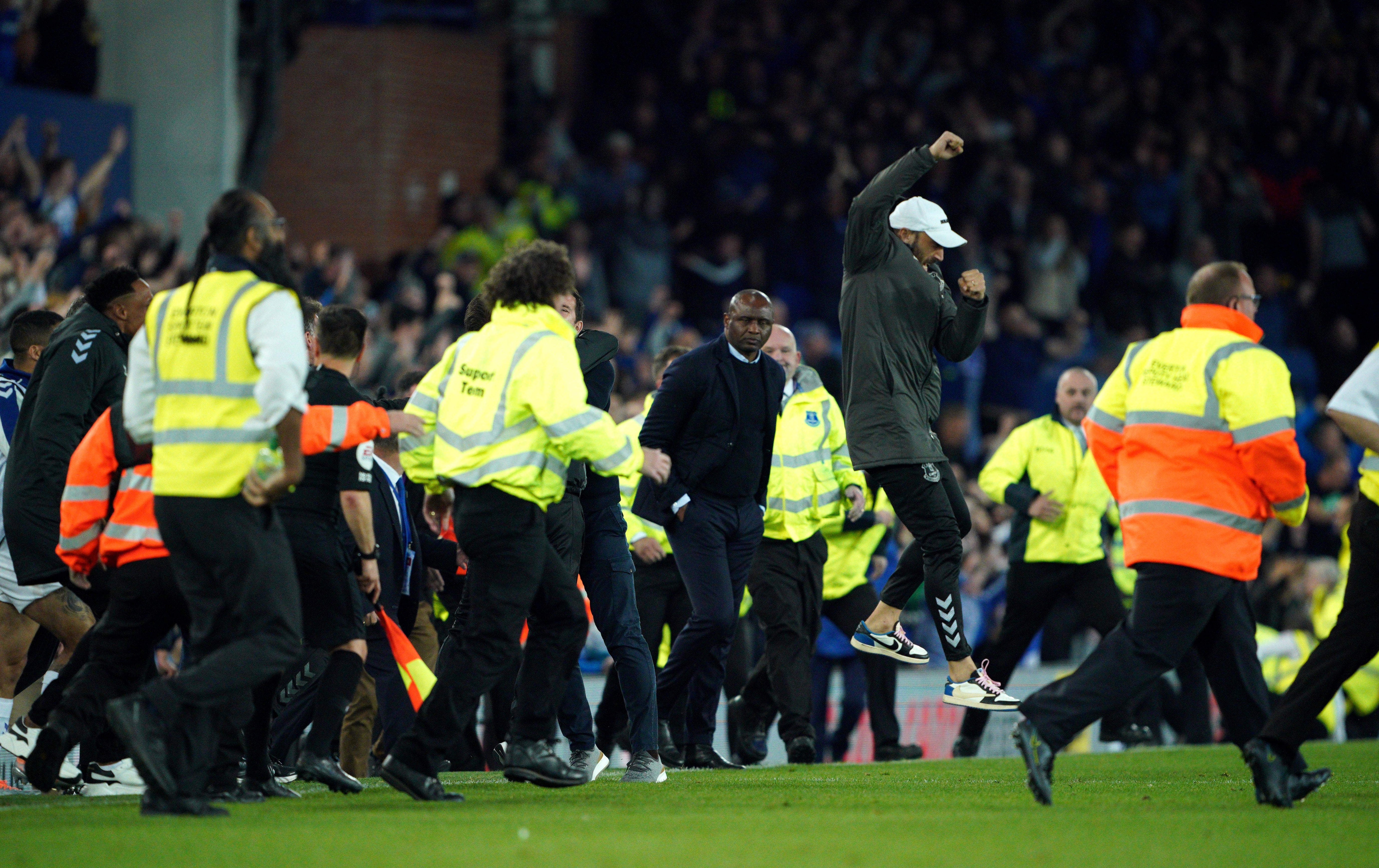 Patrick Vieira was involved in an altercation with an Everton fan on the pitch after Crystal Palace lost 3-2 at Goodison Park on Thursday (Peter Byrne/PA)