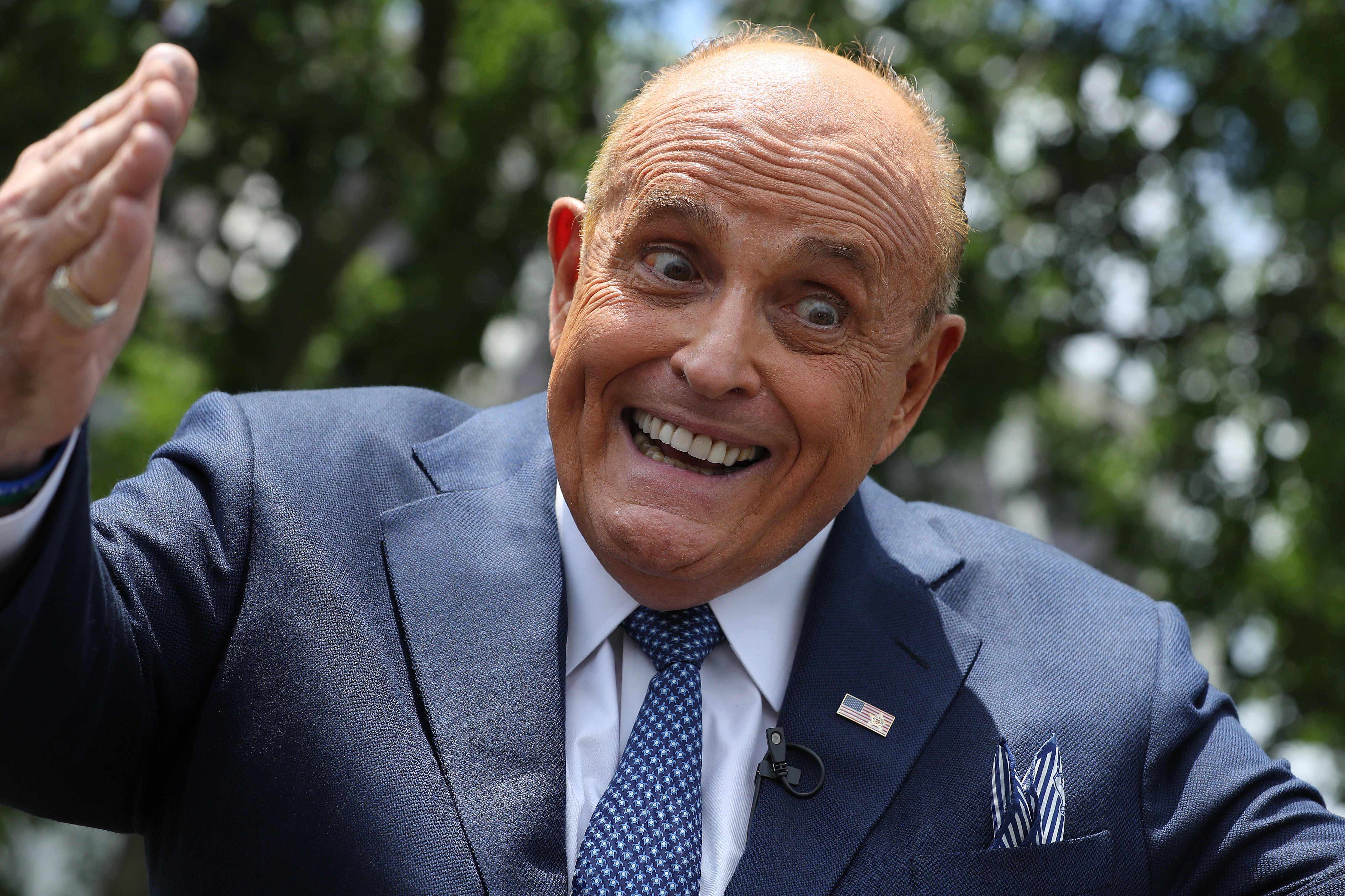 Rudy Giuliani talks to journalists outside the White House West Wing July 01, 2020 in Washington, DC.