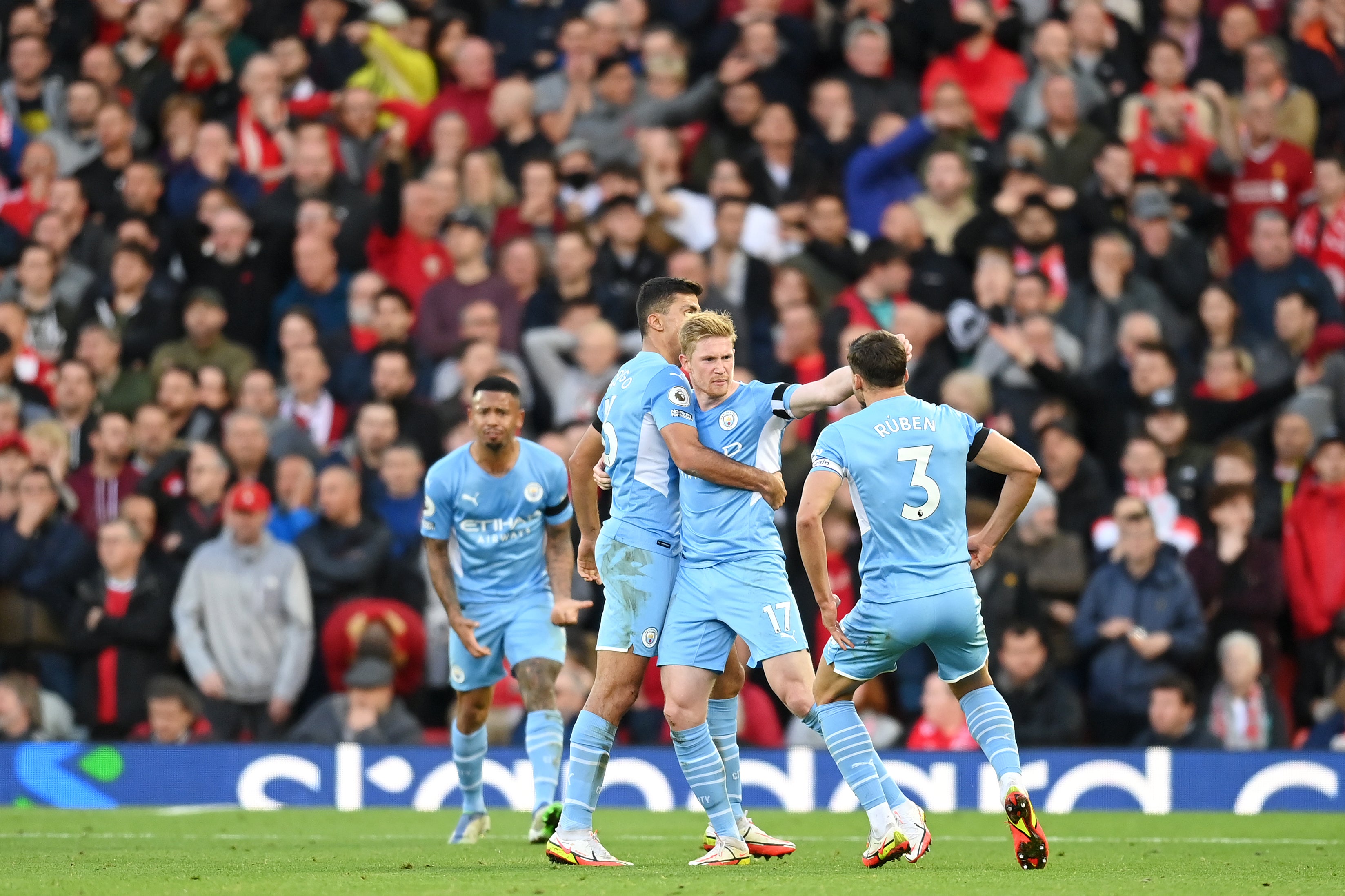 Kevin De Bruyne earned a point for Man City at Liverpool to secure a satisfactory return from a daunting run of games