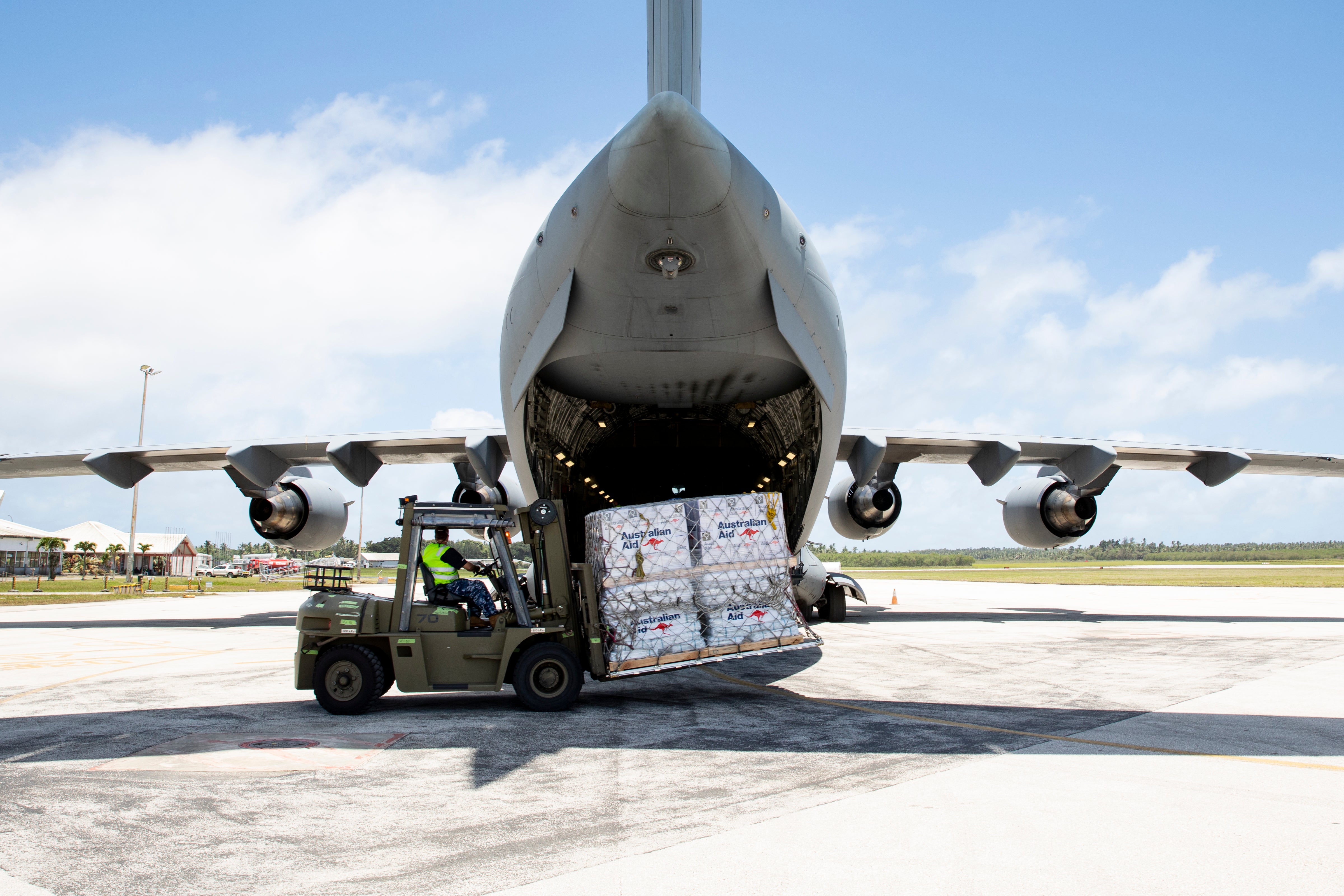 Australia sent humanitarian supplies to Tonga following the eruption